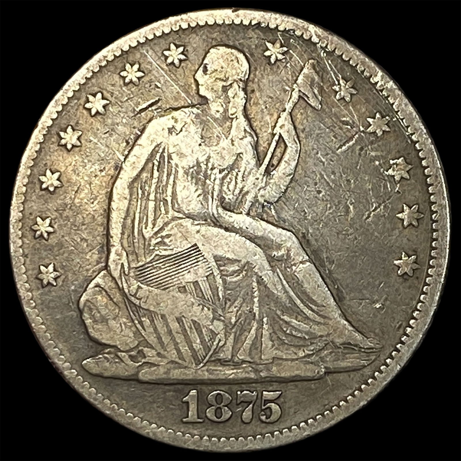 1875 Seated Liberty Half Dollar LIGHTLY CIRCULATED (1 of 2)