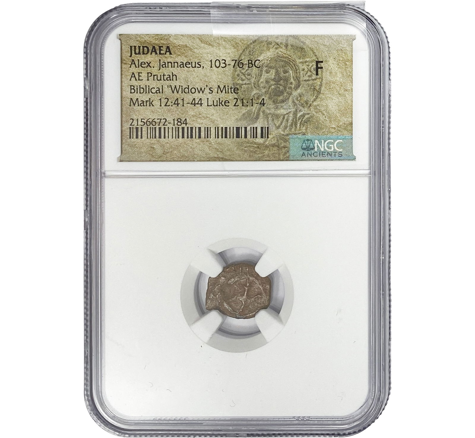 Judaea Alex Jannaeus 103-76 BC Bronze Prutah NGC F: Judaea Alex Jannaeus 103-76 BC Bronze Prutah NGC F