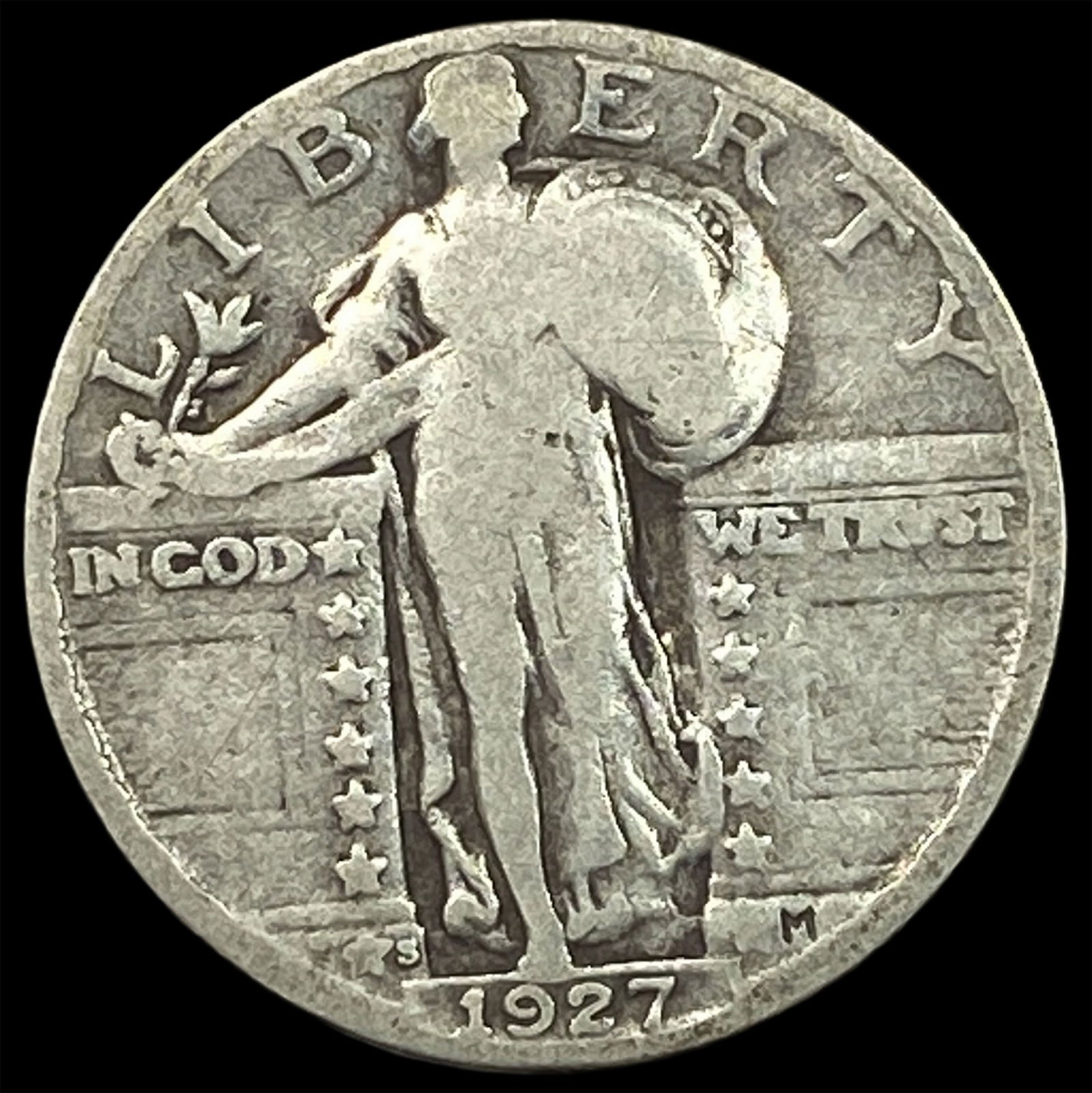 1927-S Silver Standing Liberty Quarter NICELY CIRCULATED: 1927-S Silver Standing Liberty Quarter NICELY CIRCULATED