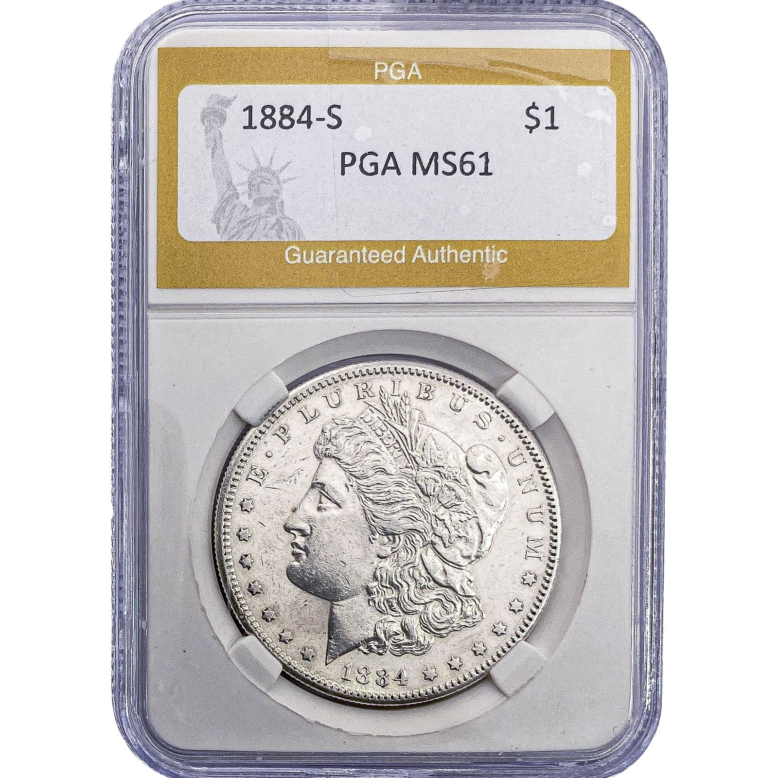 1884-S Morgan Silver Dollar PGA MS61: 1884-S Morgan Silver Dollar PGA MS61