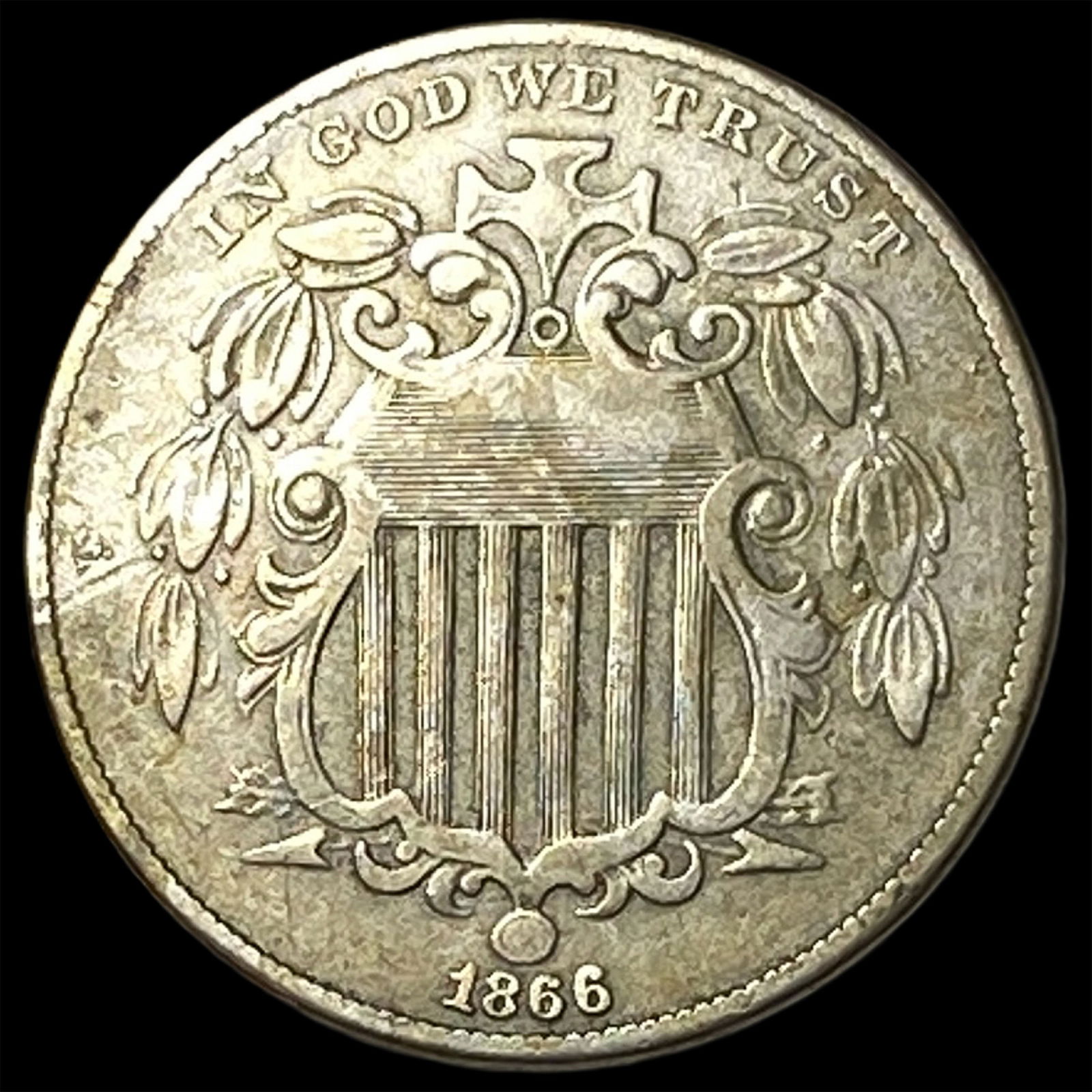 1866 Shield Nickel NEARLY UNCIRCULATED (1 of 2)