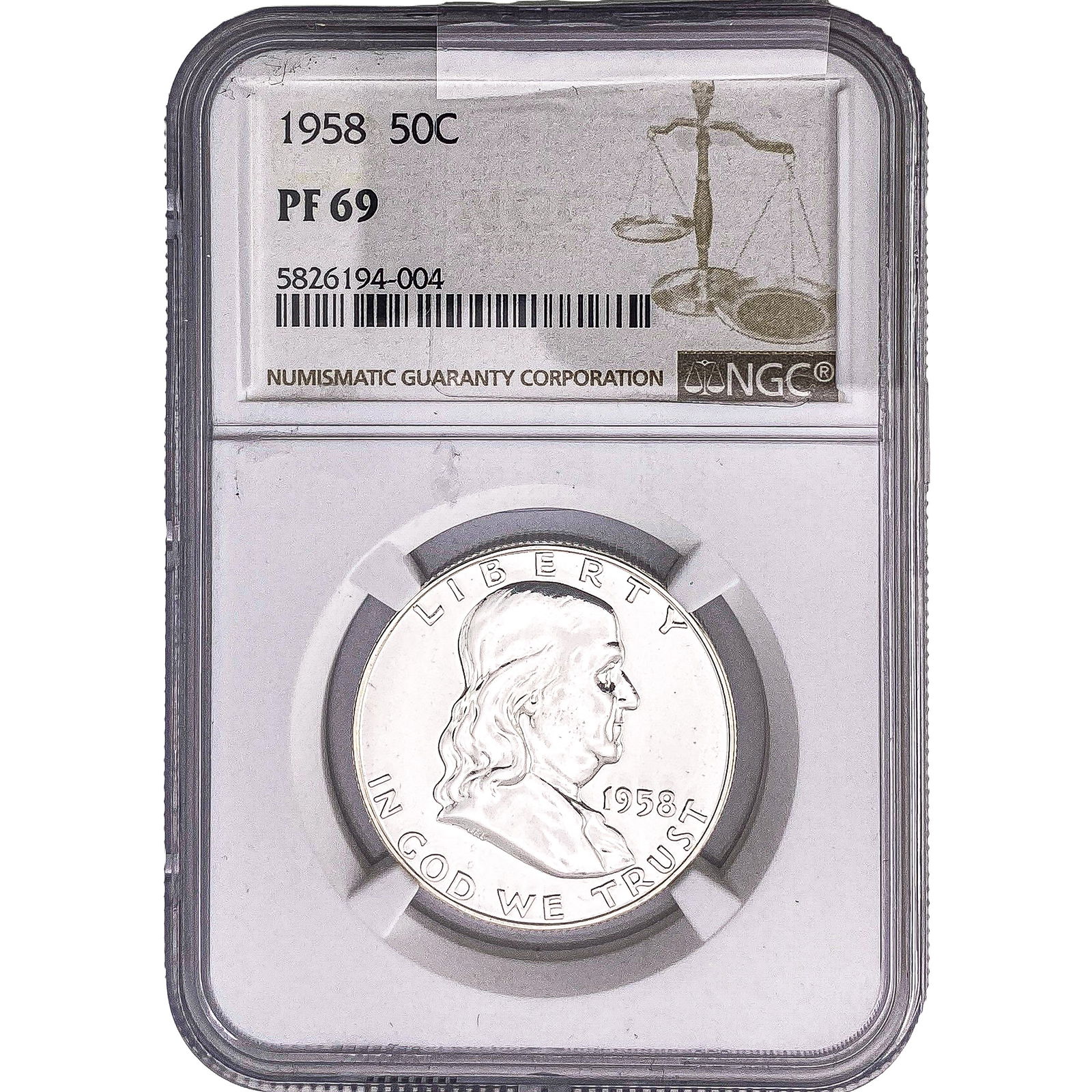 1958 Franklin Half Dollar NGC PF69: 1958 Franklin Half Dollar NGC PF69