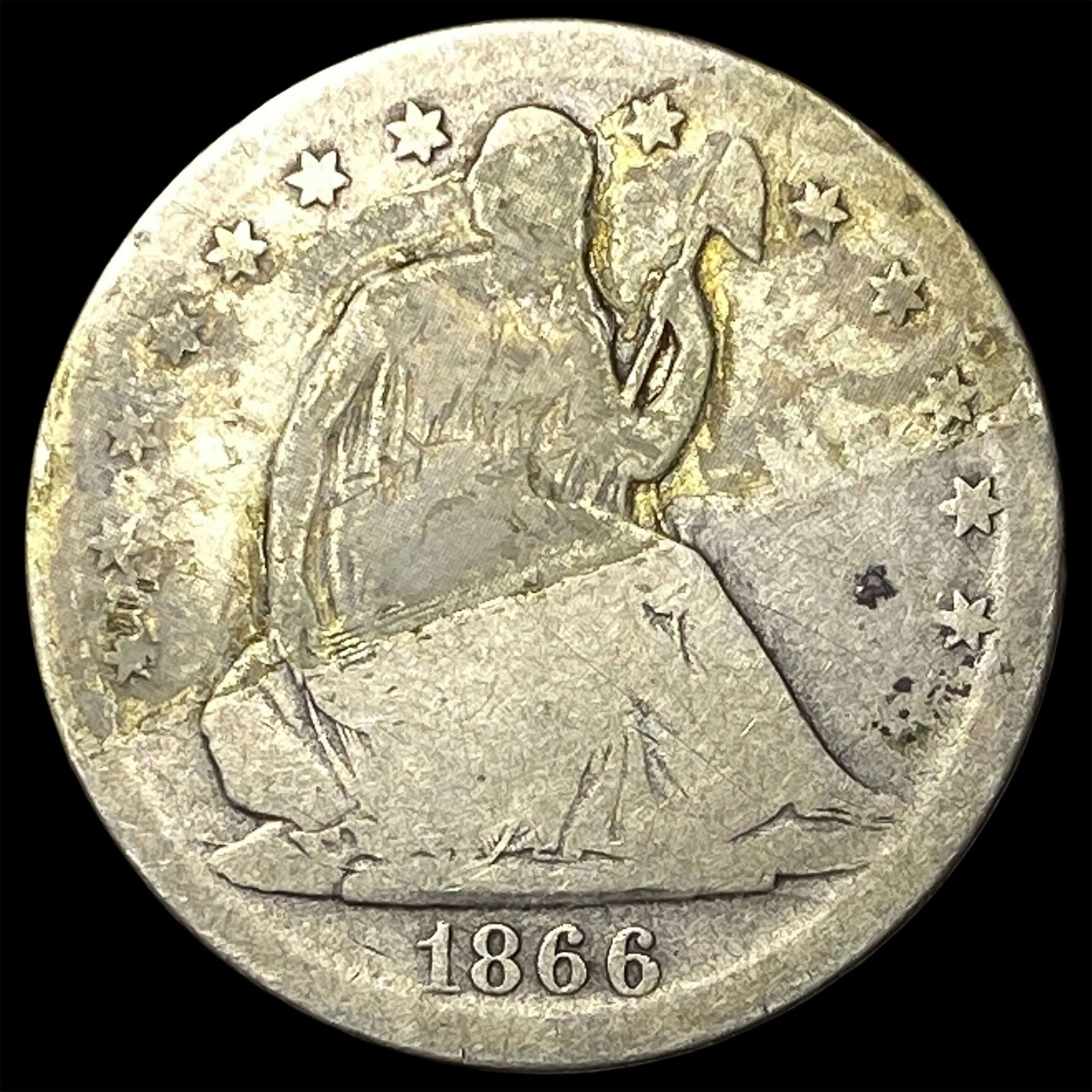 1866 Seated Liberty Half Dollar NICELY CIRCULATED: 1866 Seated Liberty Half Dollar NICELY CIRCULATED