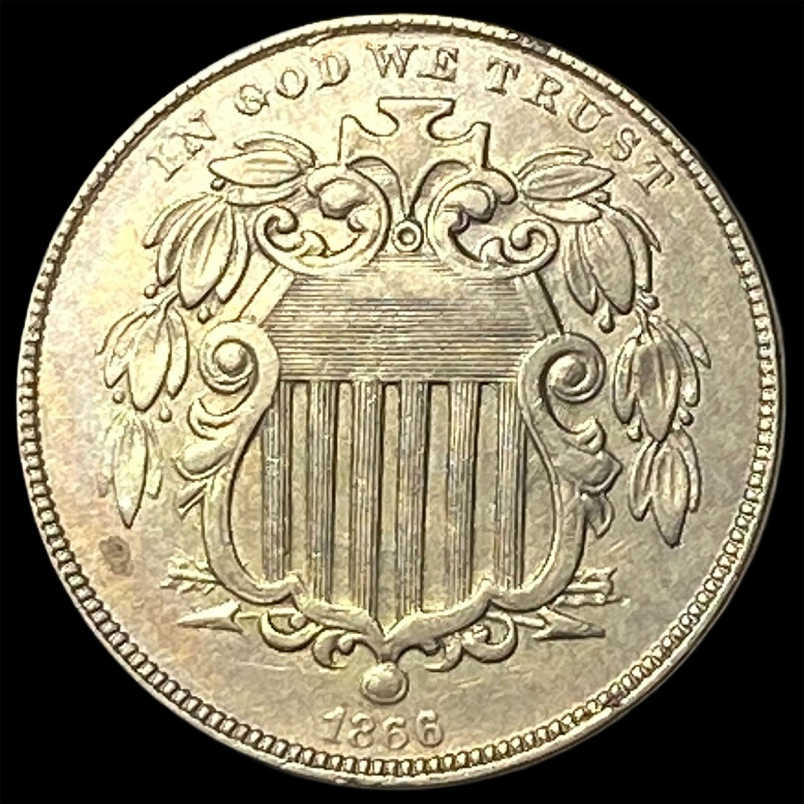 1866 Shield Nickel CLOSELY UNCIRCULATED (1 of 2)