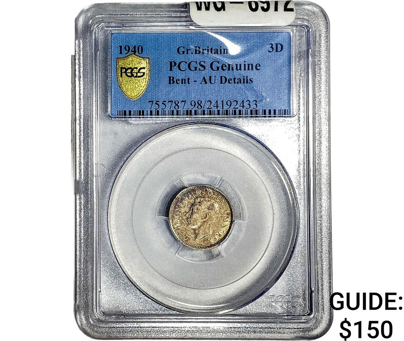 1940 Great Britain Silver 3 Pence PCGS Genuine: 1940 Great Britain Silver 3 Pence PCGS Genuine