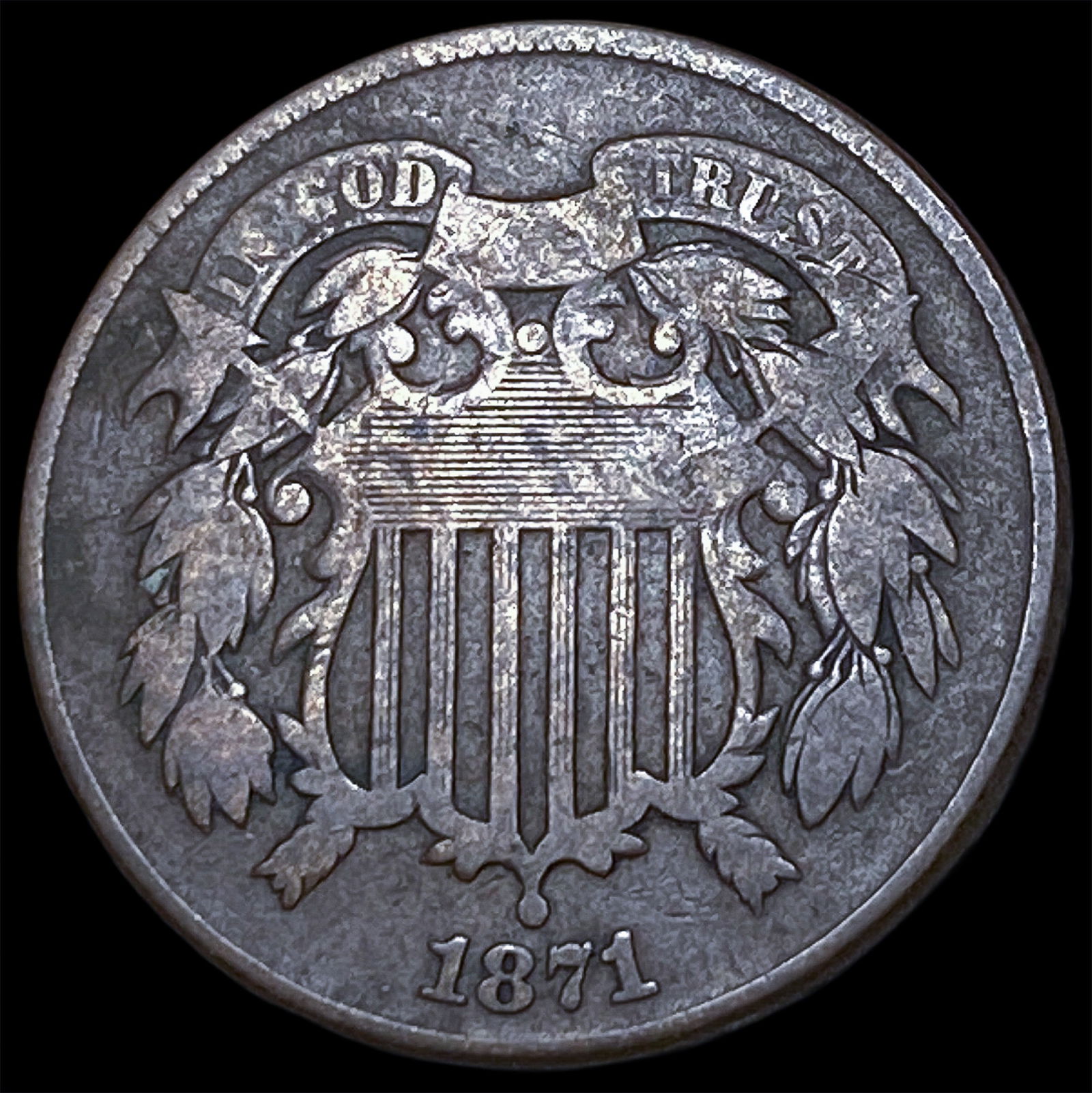 1871 Copper Two-Cent Piece NICELY CIRCULATED (1 of 2)