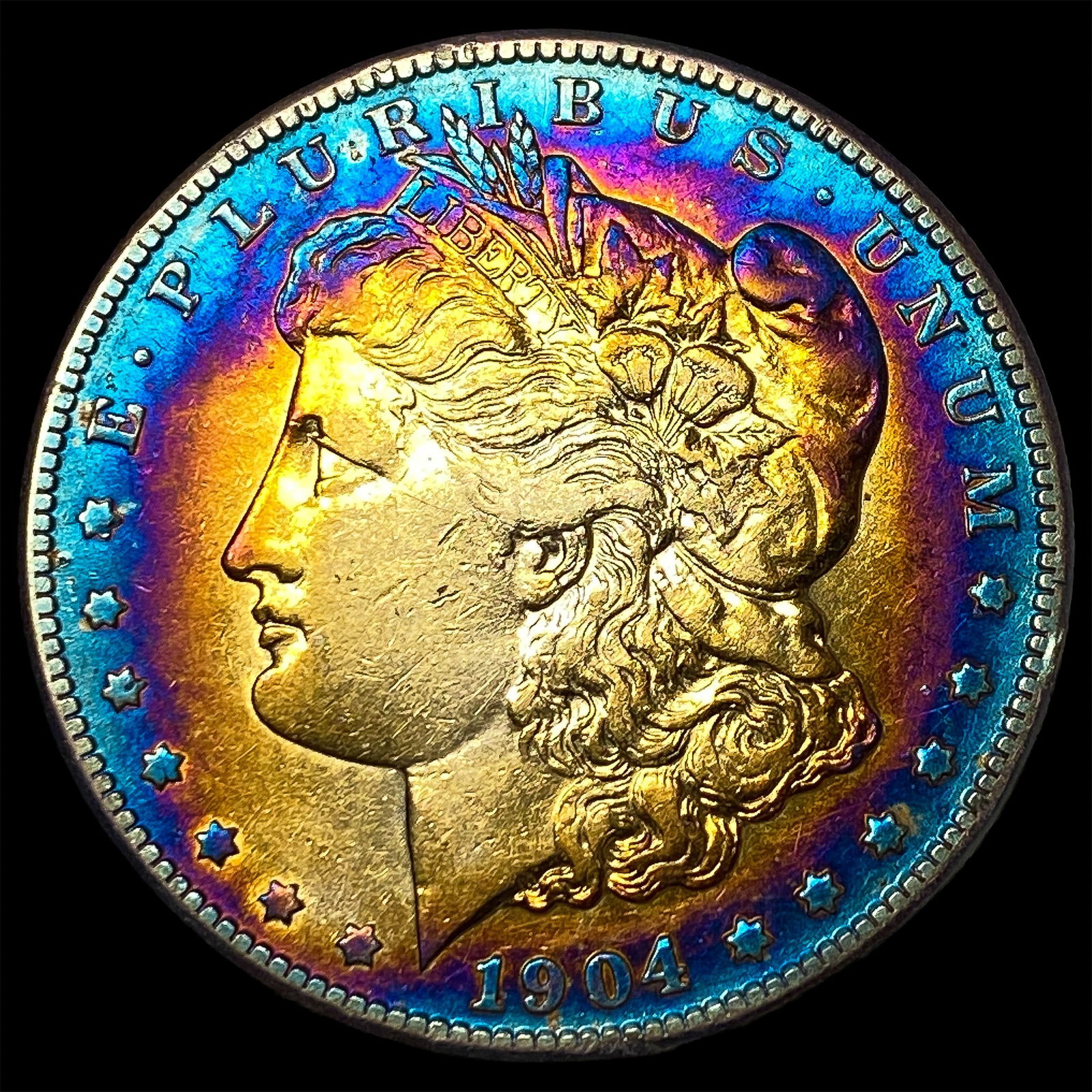 1904-S Toned Silver Morgan Dollar NEARLY UNCIRCULATED: 1904-S Toned Silver Morgan Dollar NEARLY UNCIRCULATED