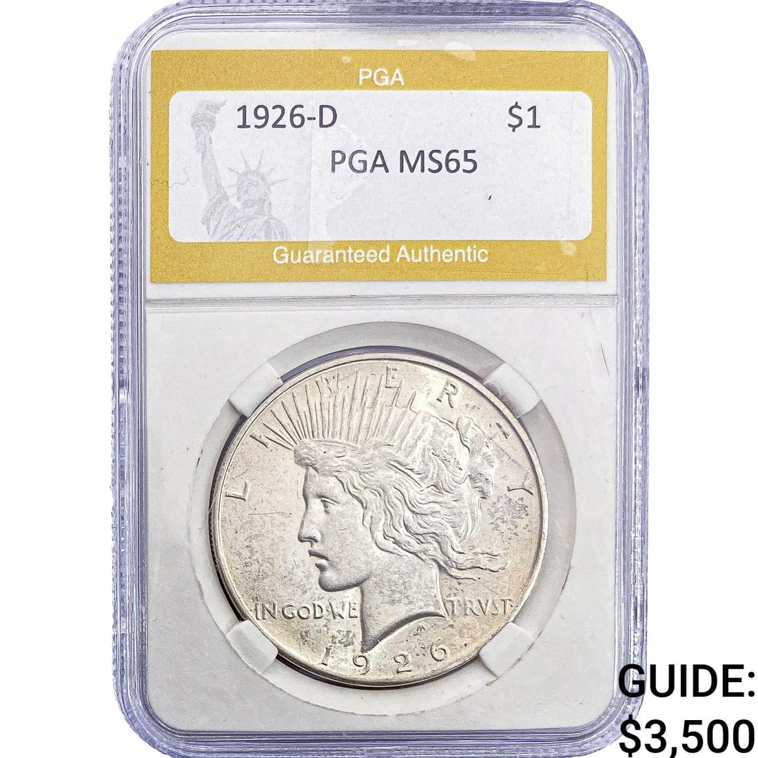 1926-D Silver Peace Dollar PGA MS65: 1926-D Silver Peace Dollar PGA MS65