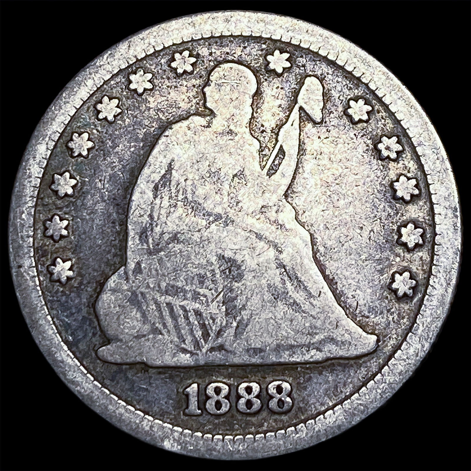 1888-S Silver Seated Liberty Quarter NICELY CIRCULATED: 1888-S Silver Seated Liberty Quarter NICELY CIRCULATED