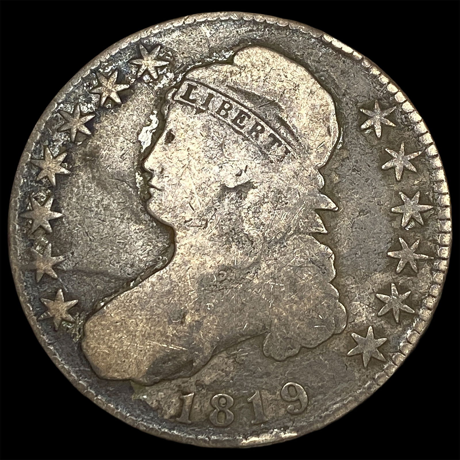 1819 Silver Capped Bust Half Dollar NICELY CIRCULATED: 1819 Silver Capped Bust Half Dollar NICELY CIRCULATED