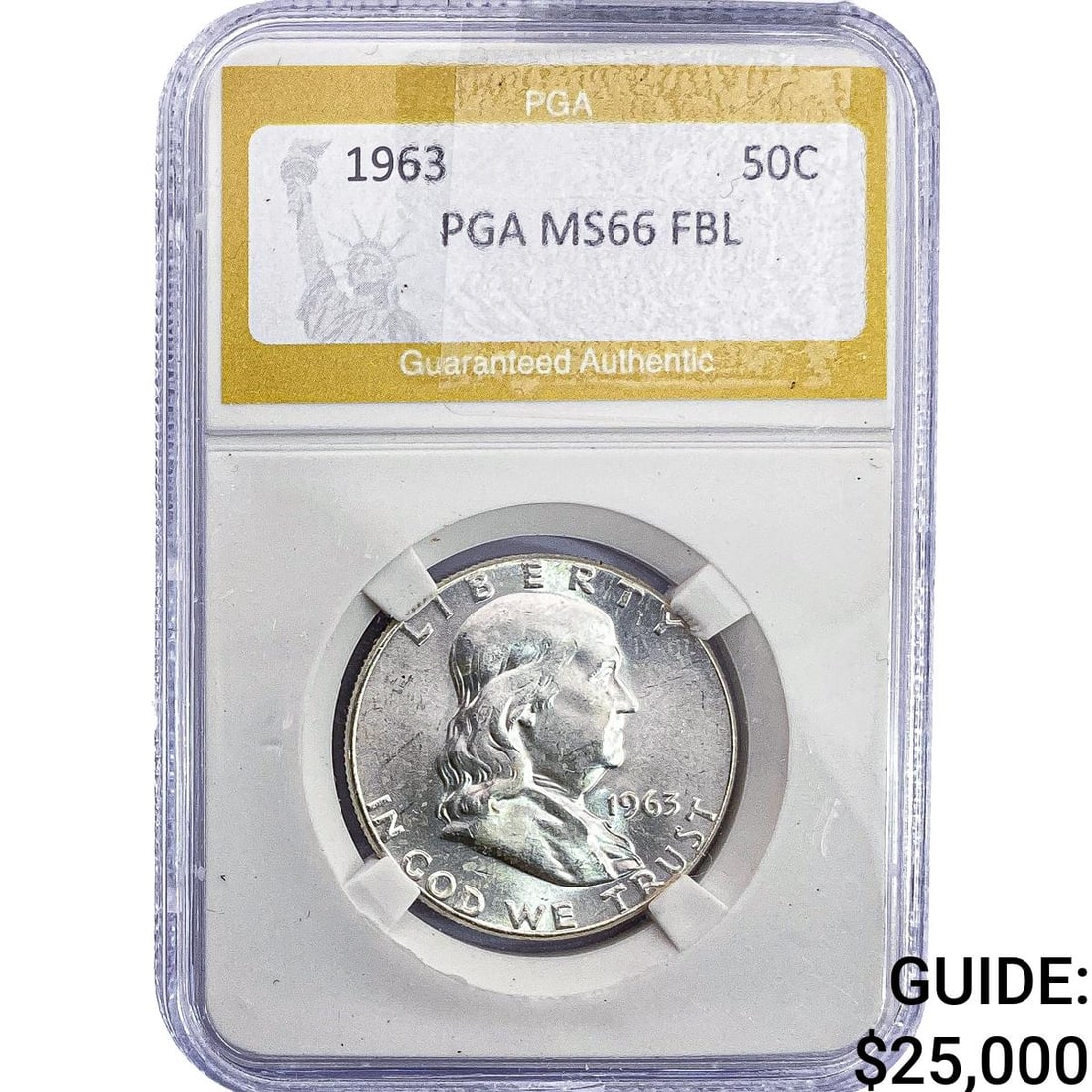 1963 Franklin Half Dollar PGA MS66 FBL: 1963 Franklin Half Dollar PGA MS66 FBL