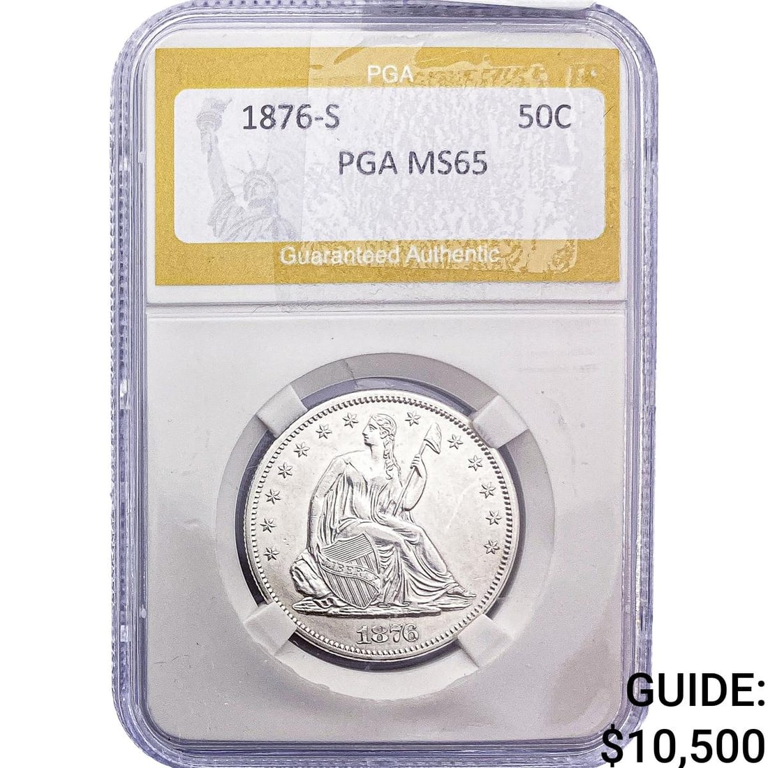1876-S Seated Liberty Half Dollar PGA MS65: 1876-S Seated Liberty Half Dollar PGA MS65