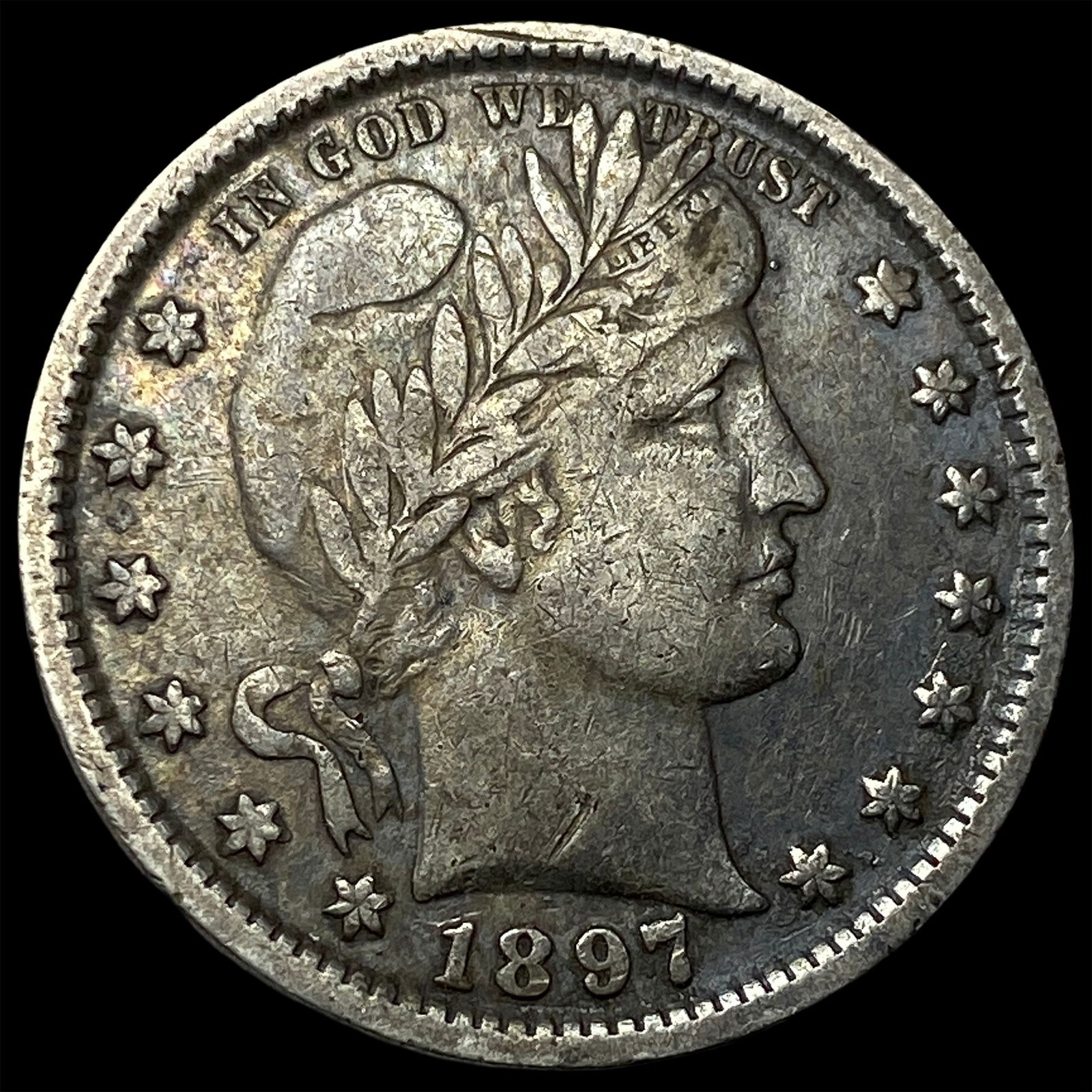 1897 Barber Silver Quarter ABOUT UNCIRCULATED (1 of 2)