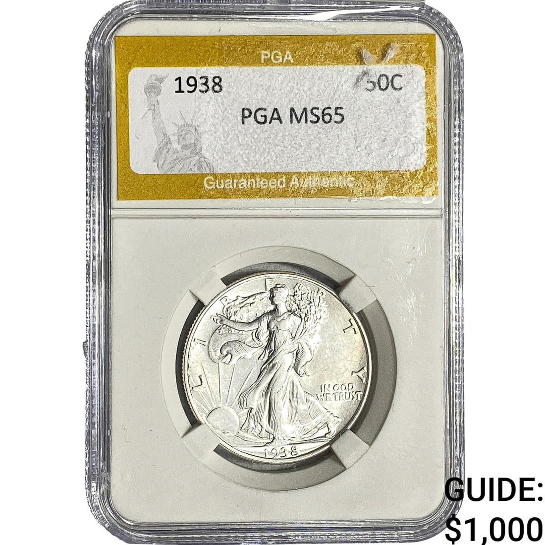 1938 Walking Liberty Half Dollar PGA MS65: 1938 Walking Liberty Half Dollar PGA MS65