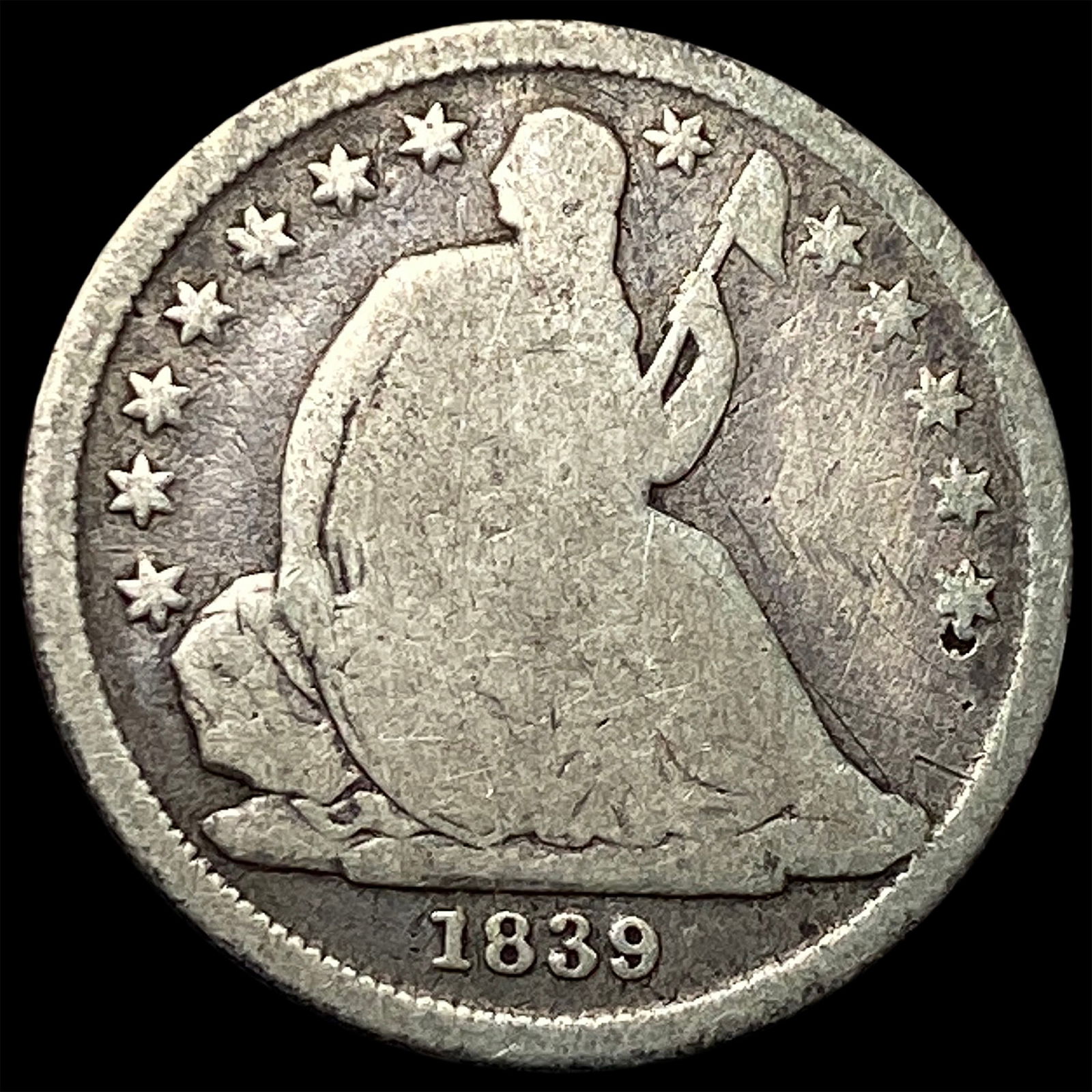 1839-O Silver Seated Liberty Dime NICELY CIRCULATED: 1839-O Silver Seated Liberty Dime NICELY CIRCULATED