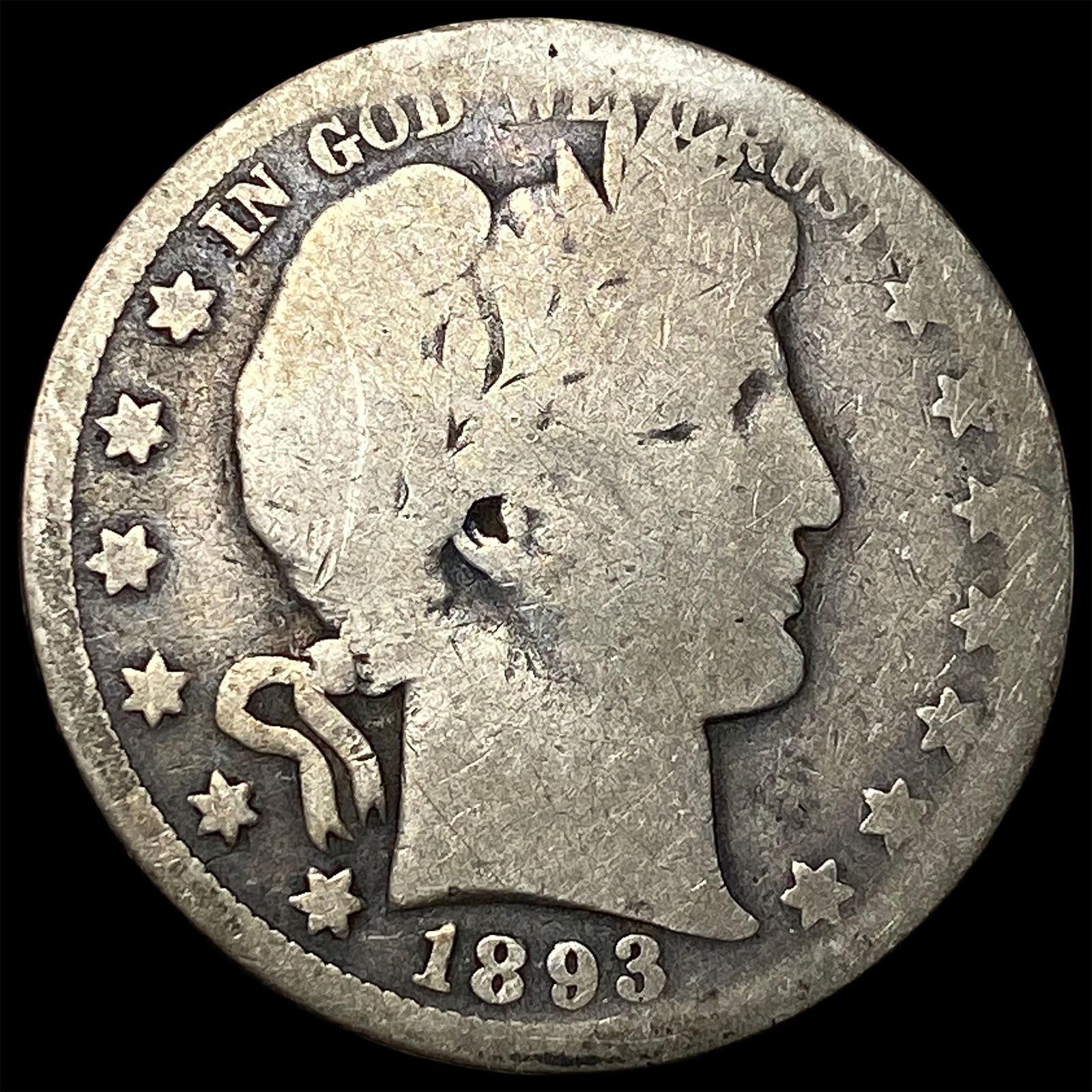 1893-O Silver Barber Half Dollar NICELY CIRCULATED: 1893-O Silver Barber Half Dollar NICELY CIRCULATED