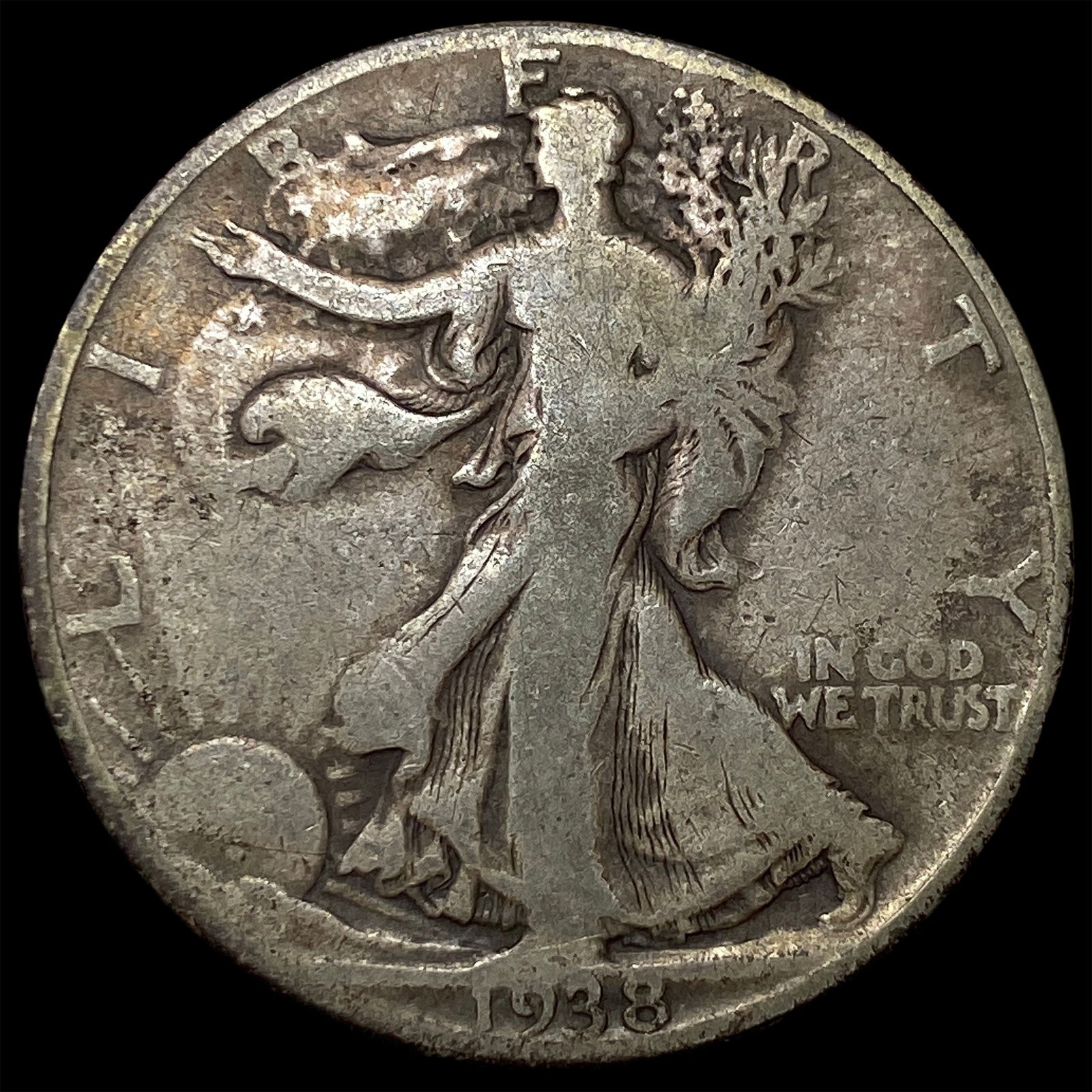 1938-D Silver Walking Liberty Half Dollar NICELY CIRCULATED: 1938-D Silver Walking Liberty Half Dollar NICELY CIRCULATED