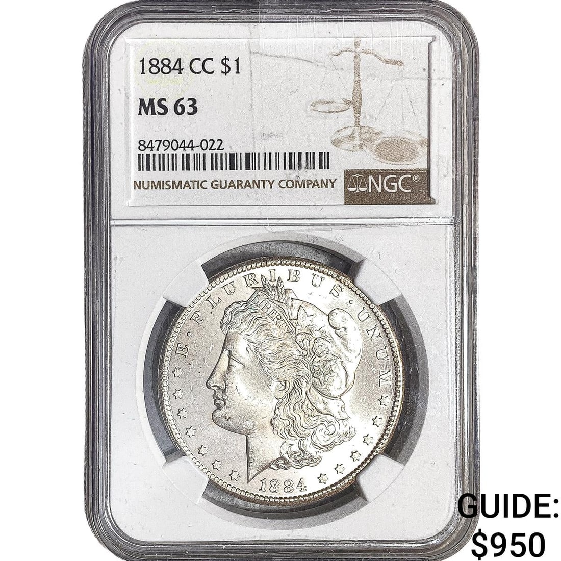 1884-CC Morgan Silver Dollar NGC MS63: 1884-CC Morgan Silver Dollar NGC MS63