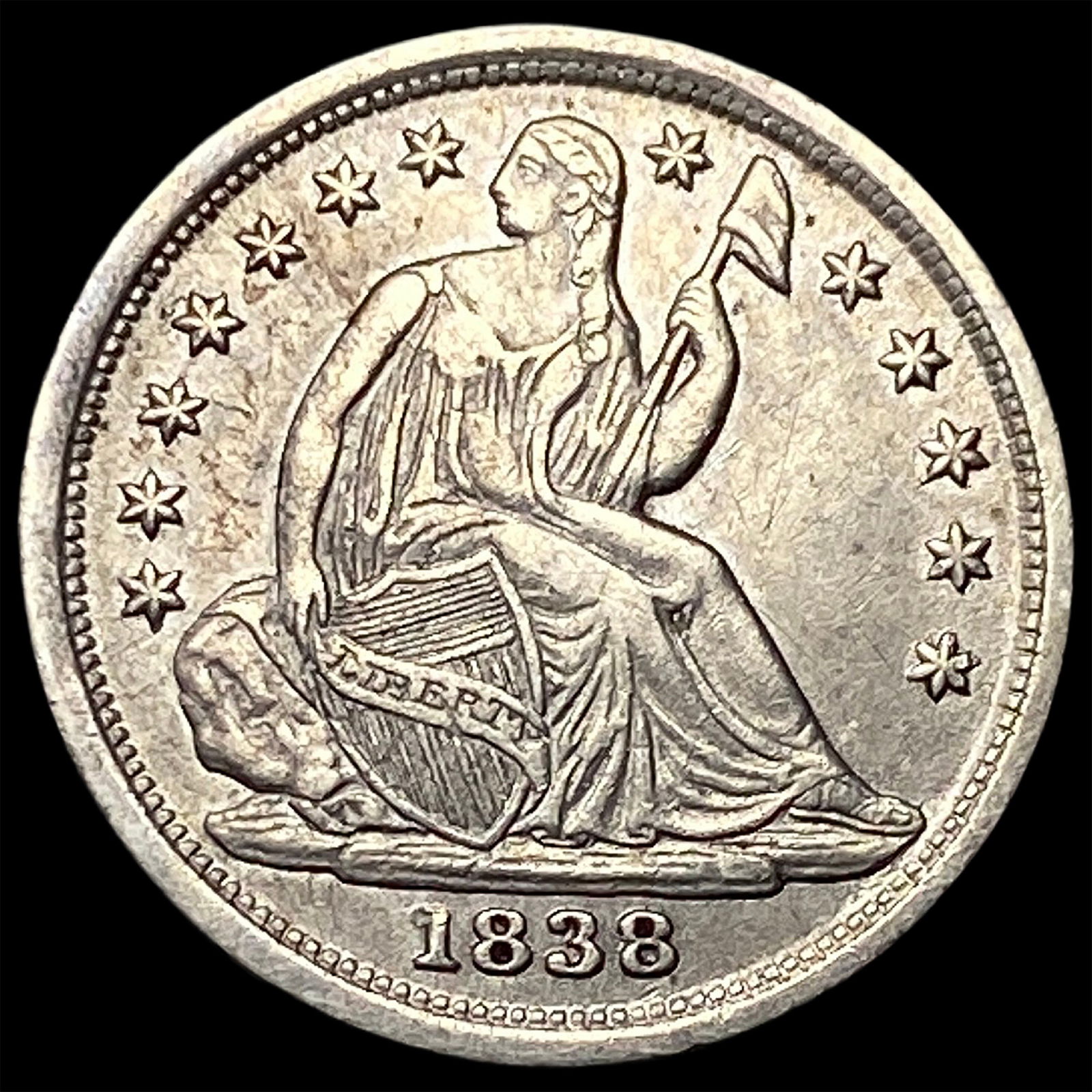 1838 Seated Liberty Half Dime CLOSELY UNCIRCULATED (1 of 2)