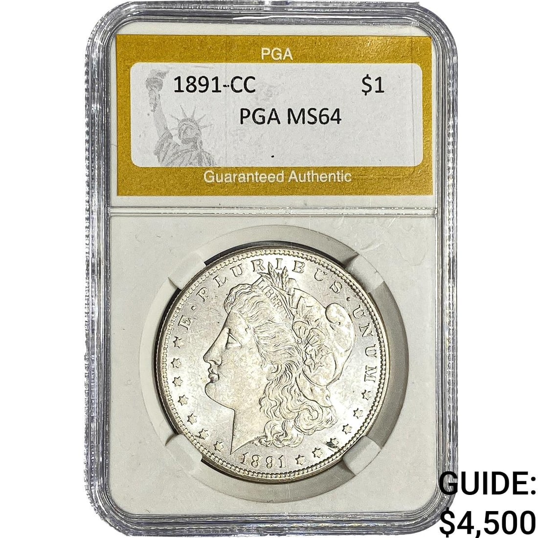 1891-CC Morgan Silver Dollar PGA MS64: 1891-CC Morgan Silver Dollar PGA MS64