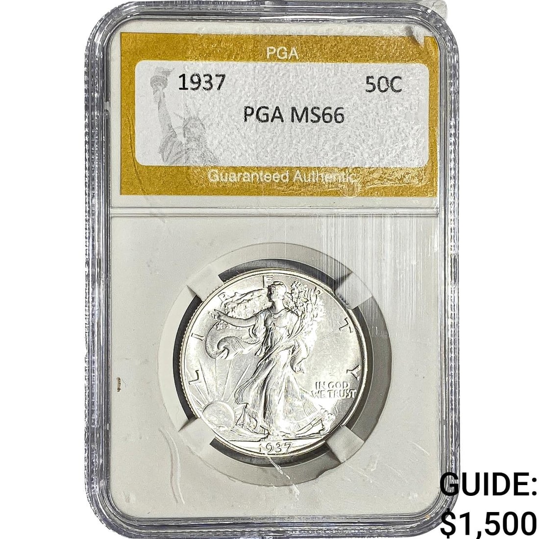 1937 Walking Liberty Half Dollar PGA MS66: 1937 Walking Liberty Half Dollar PGA MS66