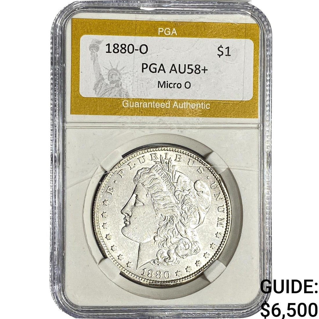 1880-O Morgan Silver Dollar PGA AU58+ Micro O: 1880-O Morgan Silver Dollar PGA AU58+ Micro O