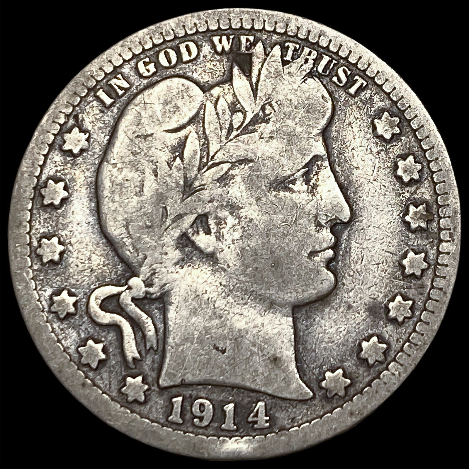 1914-S Barber Silver Quarter LIGHTLY CIRCULATED (1 of 2)