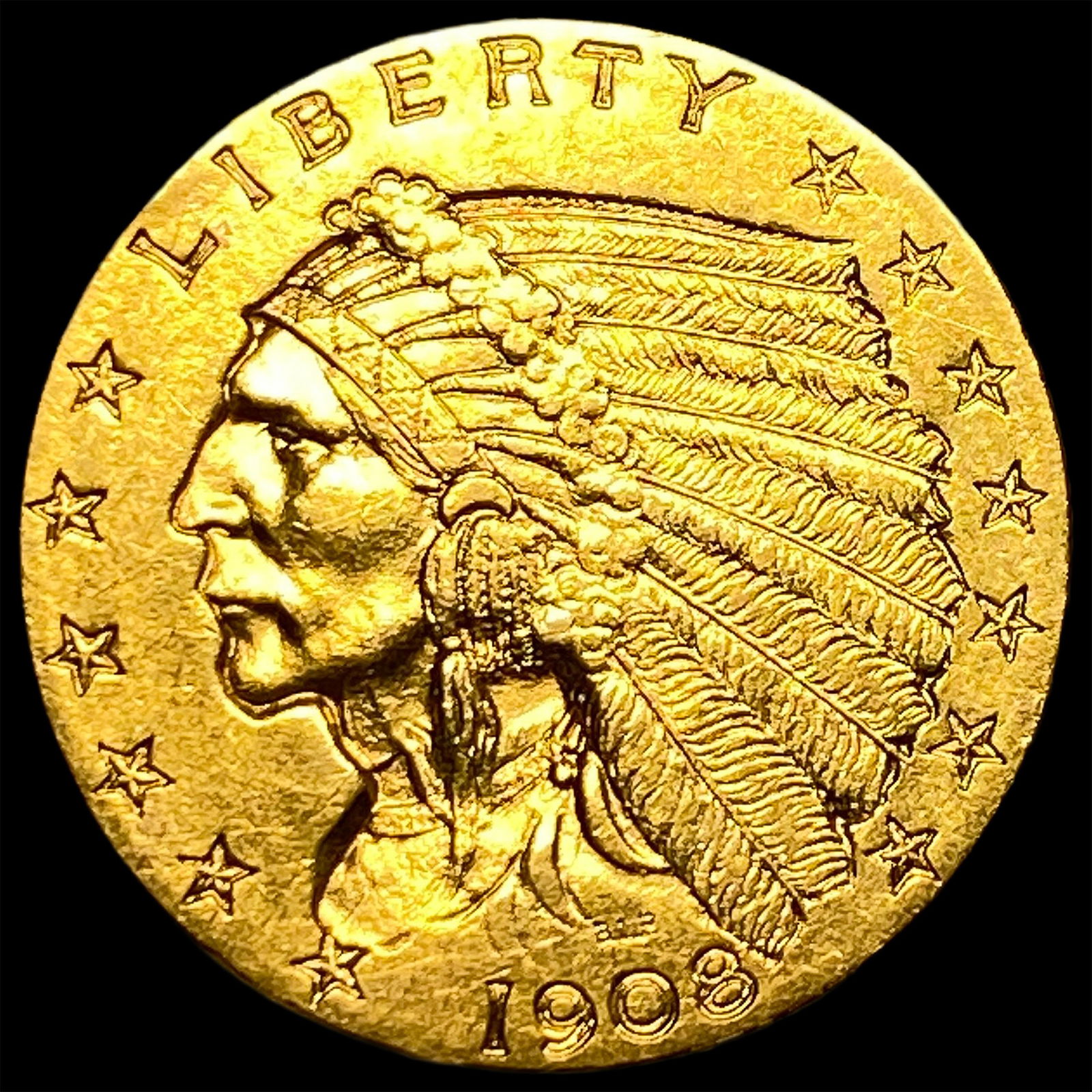 1908 Indian Head $2.5 Gold Quarter Eagle CLOSELY UNCIRCULATED (1 of 2)