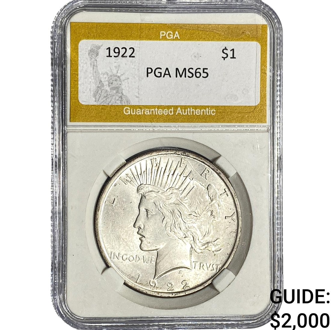 1922 Silver Peace Dollar PGA MS65: 1922 Silver Peace Dollar PGA MS65