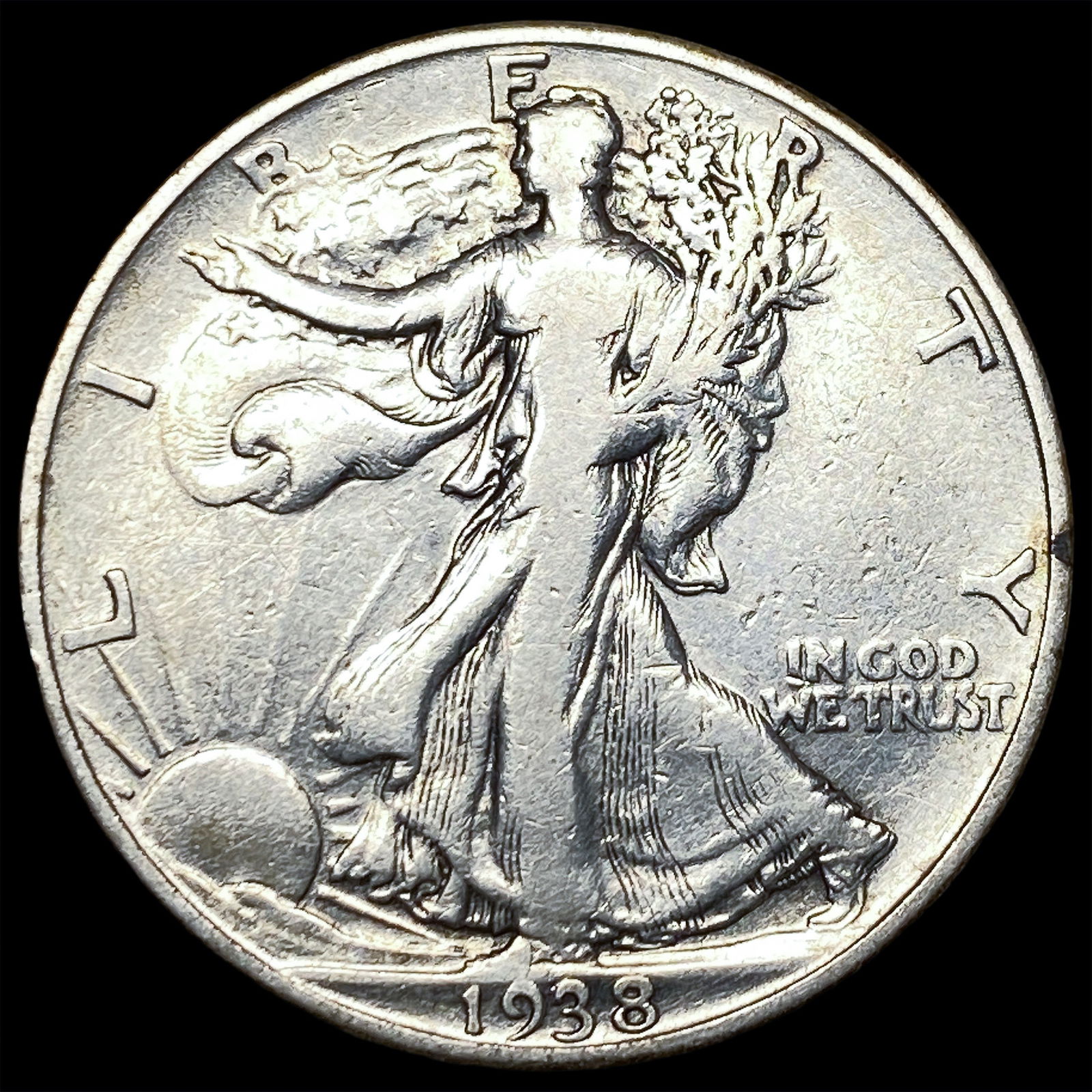 1938-D Silver Walking Liberty Half Dollar LIGHTLY CIRCULATED (1 of 2)
