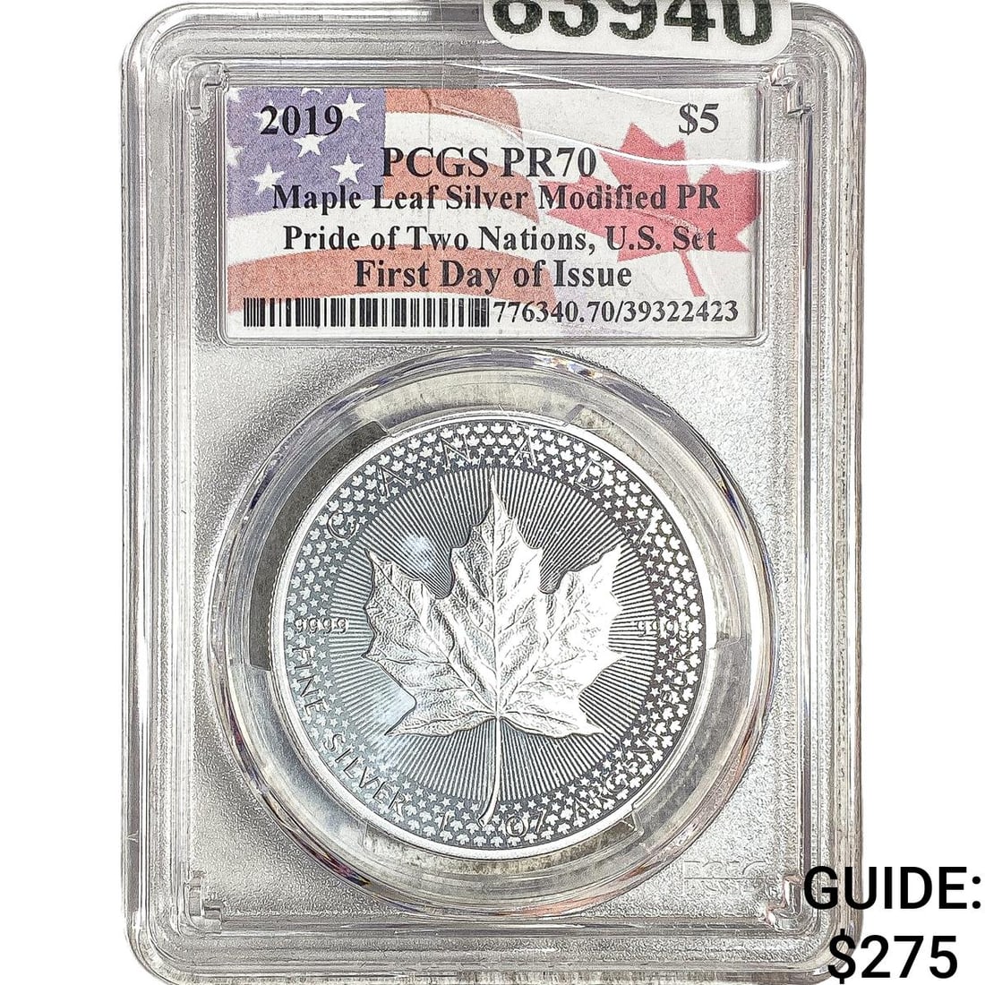 2019 Canada 1oz Silver $5 Maple Lead Mod. PR PCGS PR70: 2019 Canada 1oz Silver $5 Maple Lead Mod. PR PCGS PR70