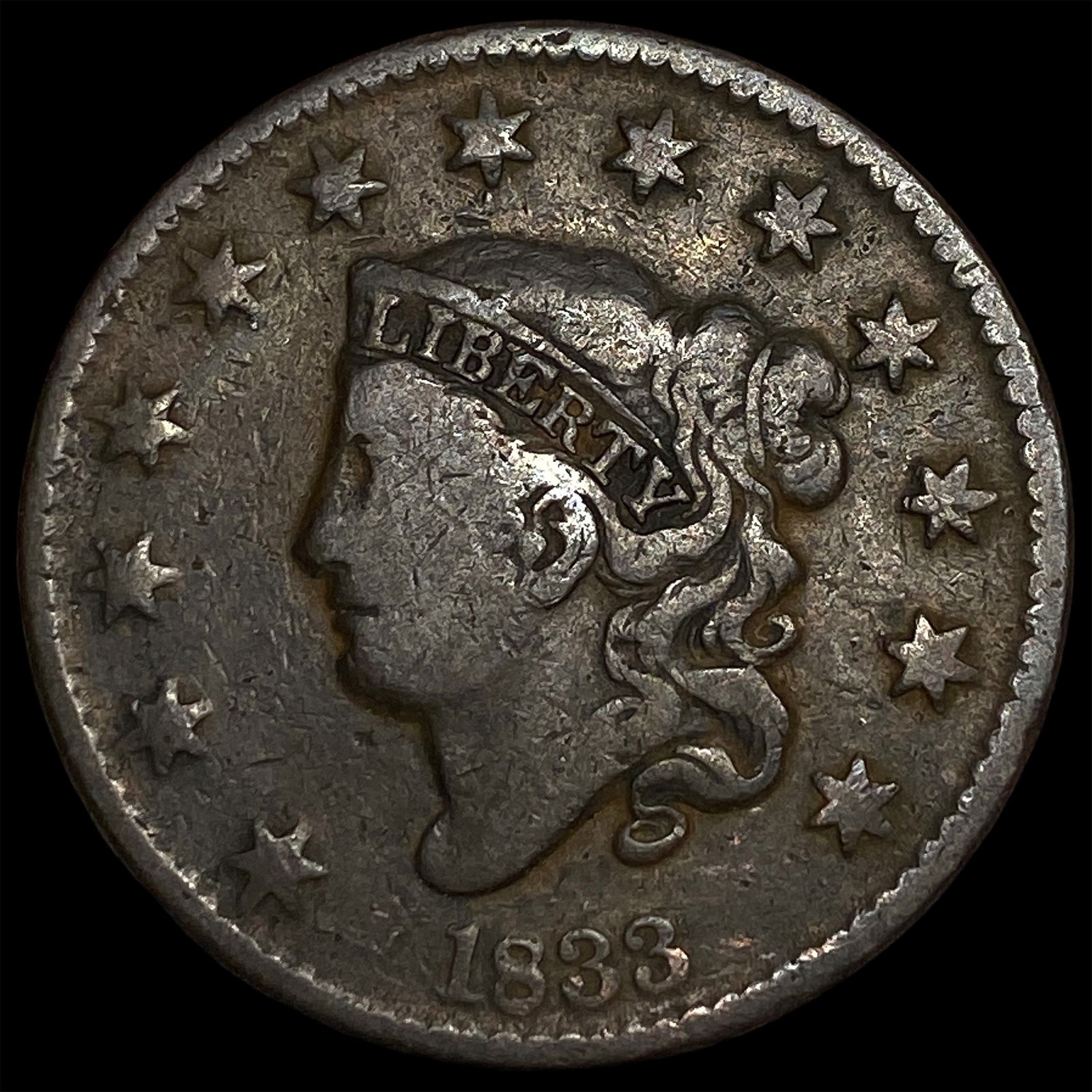 1833 Copper Large Cent HIGH GRADE: 1833 Copper Large Cent HIGH GRADE