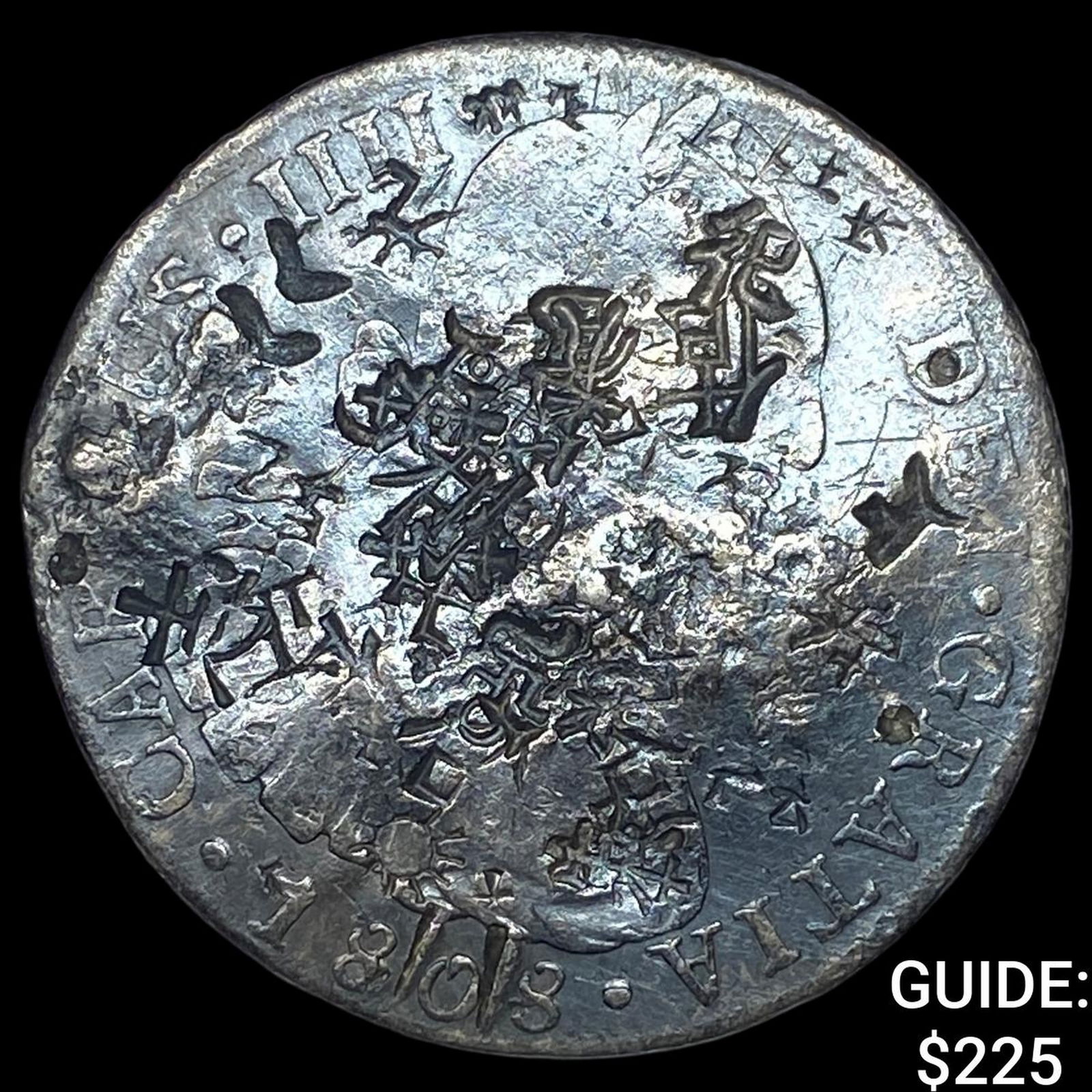 1808 Colonial Spain Silver 8 Reales Chopmarks NEARLY UNCIRCULATED: 1808 Colonial Spain Silver 8 Reales Chopmarks NEARLY UNCIRCULATED