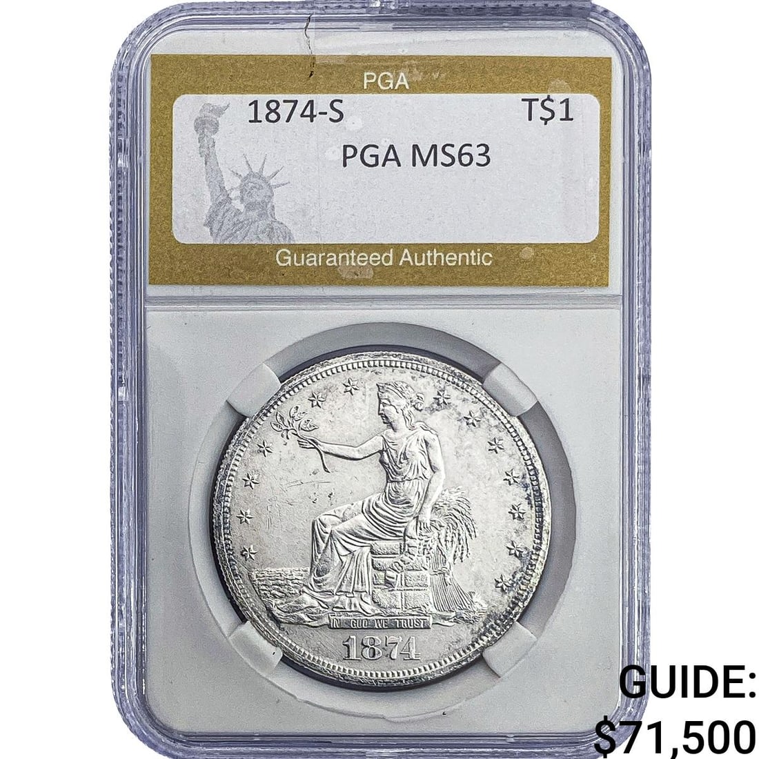 1874-S Silver Trade Dollar PGA MS65 (1 of 2)