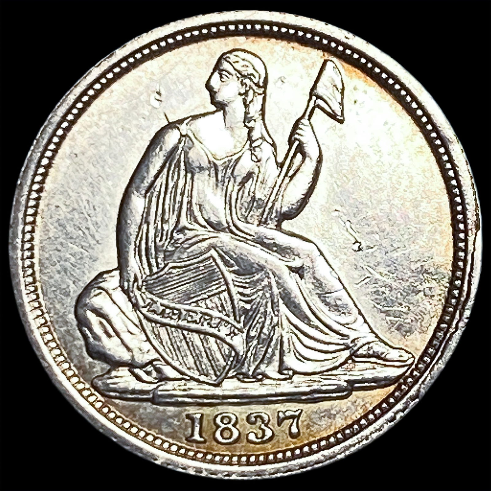 1837 Silver Seated Liberty Half Dime CHOICE AU (1 of 2)