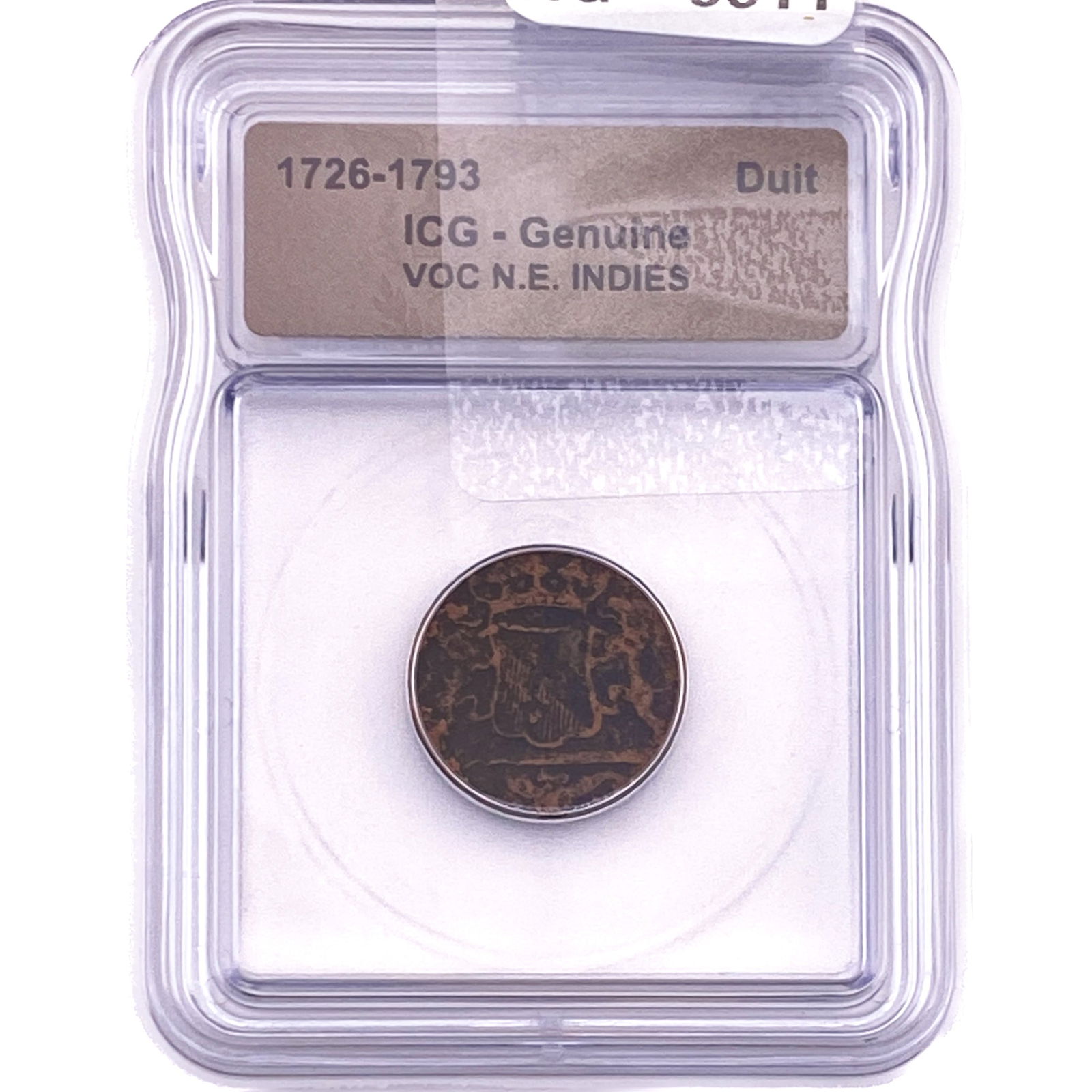 1726-1793 VOC N.E. Indies Bronze Duit ICG Genuine (1 of 2)