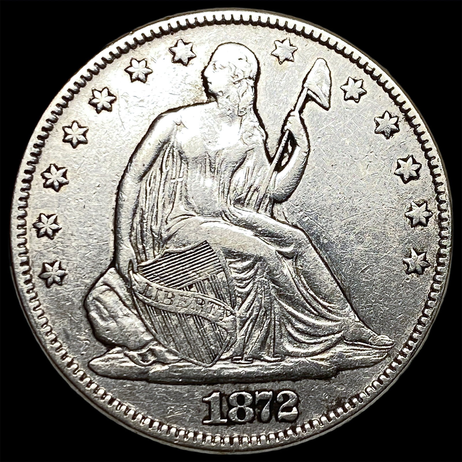 1872 Silver Seated Liberty Half Dollar NEARLY UNCIRCULATED (1 of 2)