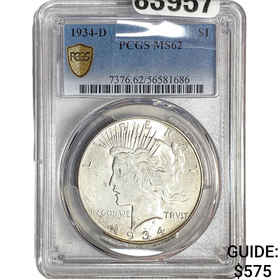 1934-D Silver Peace Dollar PCGS MS62 (1 of 2)
