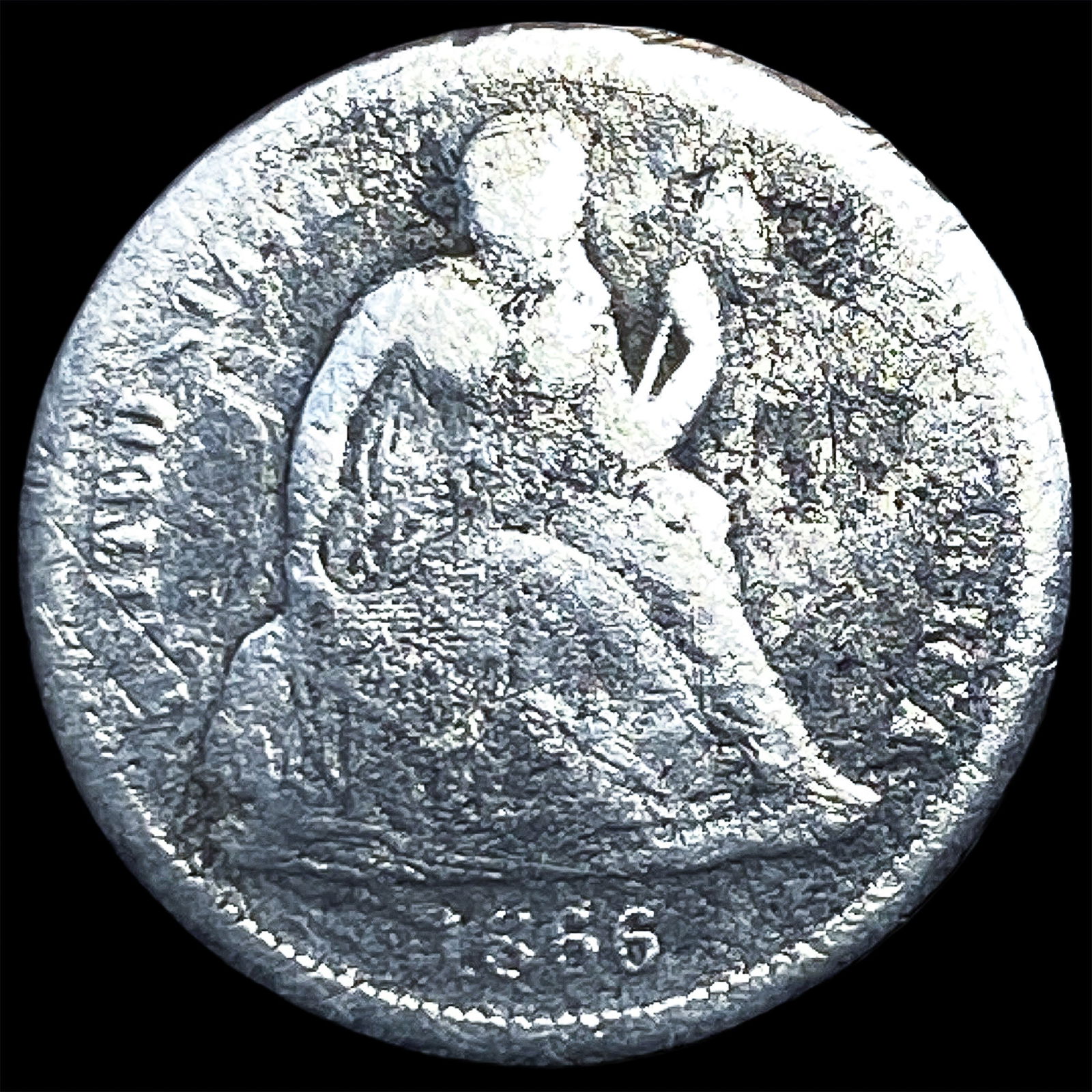 1866 Silver Seated Liberty Dime NICELY CIRCULATED: 1866 Silver Seated Liberty Dime NICELY CIRCULATED