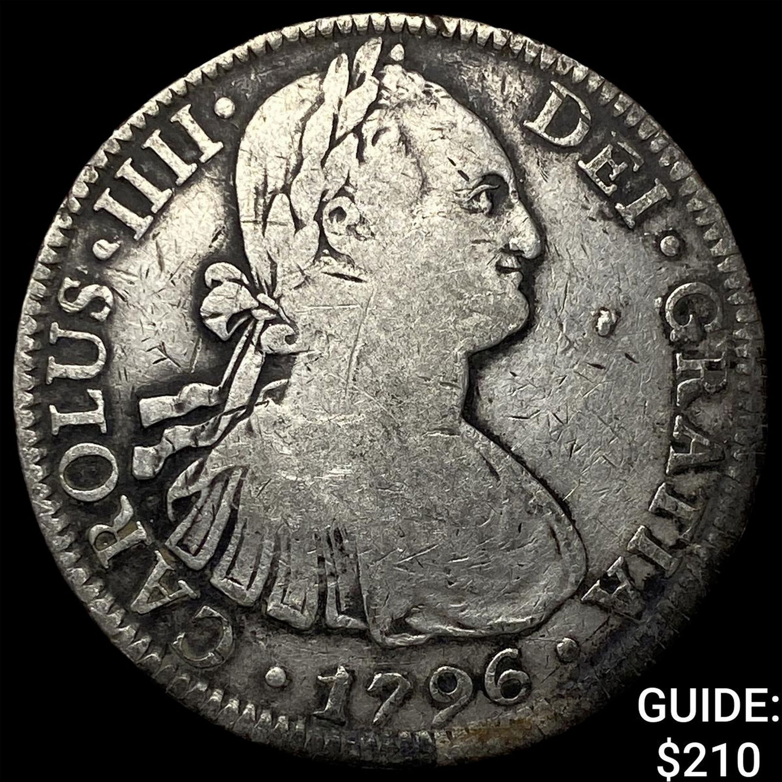 1796 Mexico Silver 8 Reales NEARLY UNCIRCULATED: 1796 Mexico Silver 8 Reales NEARLY UNCIRCULATED