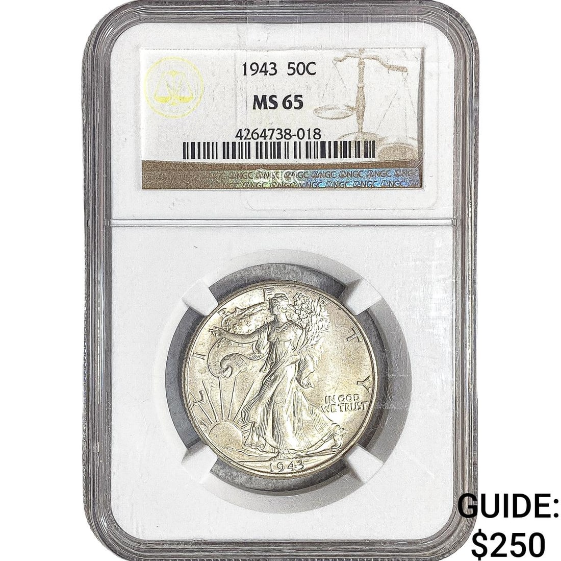 1943 Walking Liberty Half Dollar NGC MS65: 1943 Walking Liberty Half Dollar NGC MS65