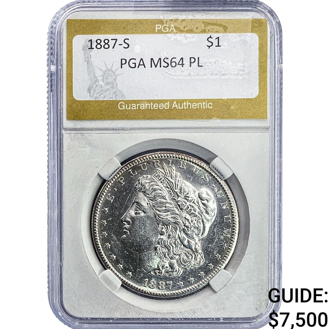 1887-S Morgan Silver Dollar PGA MS64 PL: 1887-S Morgan Silver Dollar PGA MS64 PL
