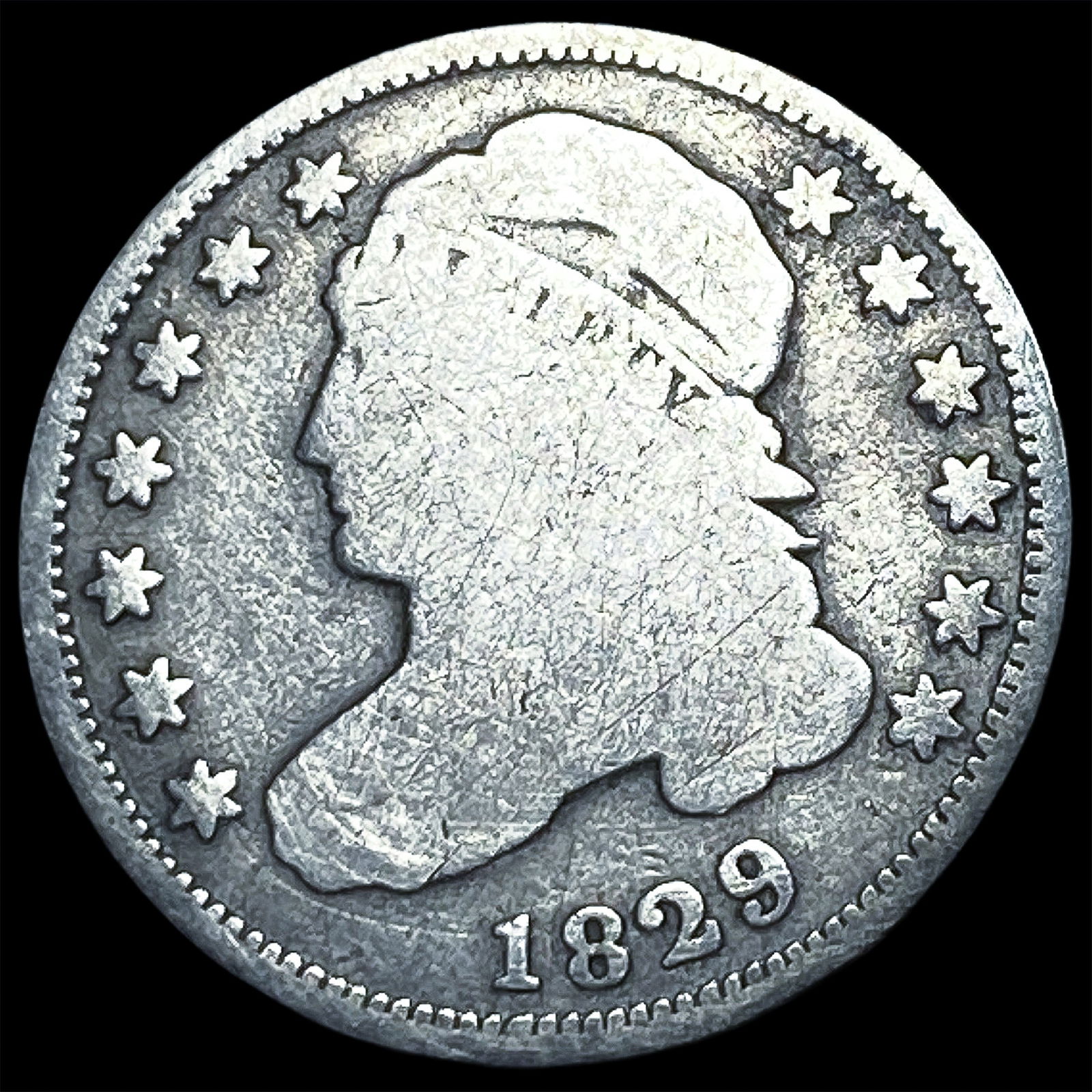 1829 Silver Capped Bust Half Dollar NICELY CIRCULATED: 1829 Silver Capped Bust Half Dollar NICELY CIRCULATED