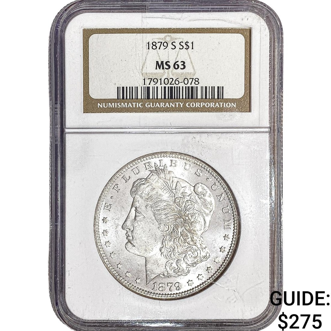 1879-S Morgan Silver Dollar NGC MS63: 1879-S Morgan Silver Dollar NGC MS63