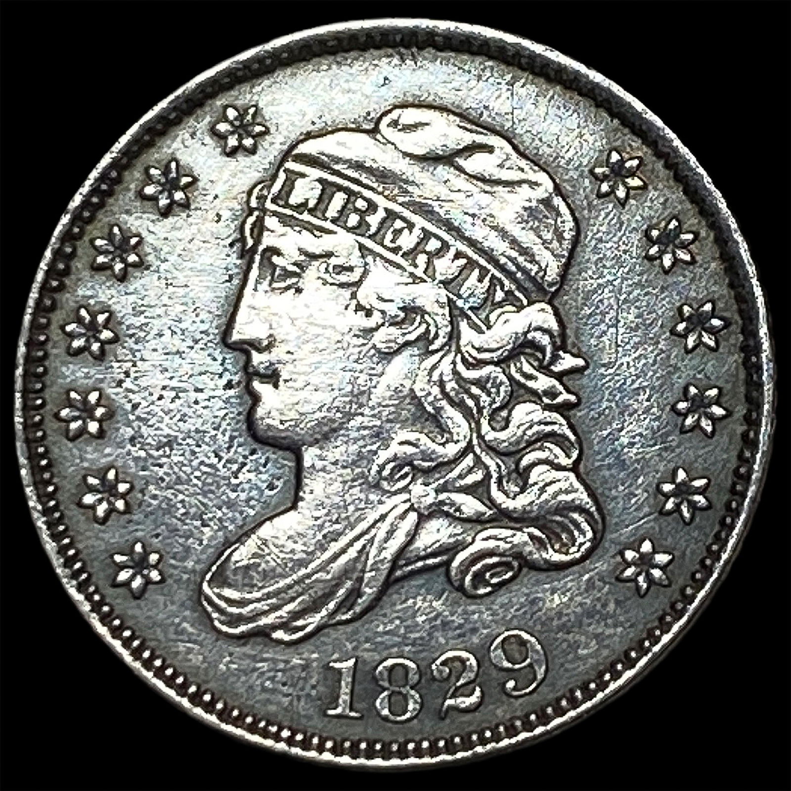 1829 Capped Bust Silver Half Dime CLOSELY UNCIRCULATED: 1829 Capped Bust Silver Half Dime CLOSELY UNCIRCULATED