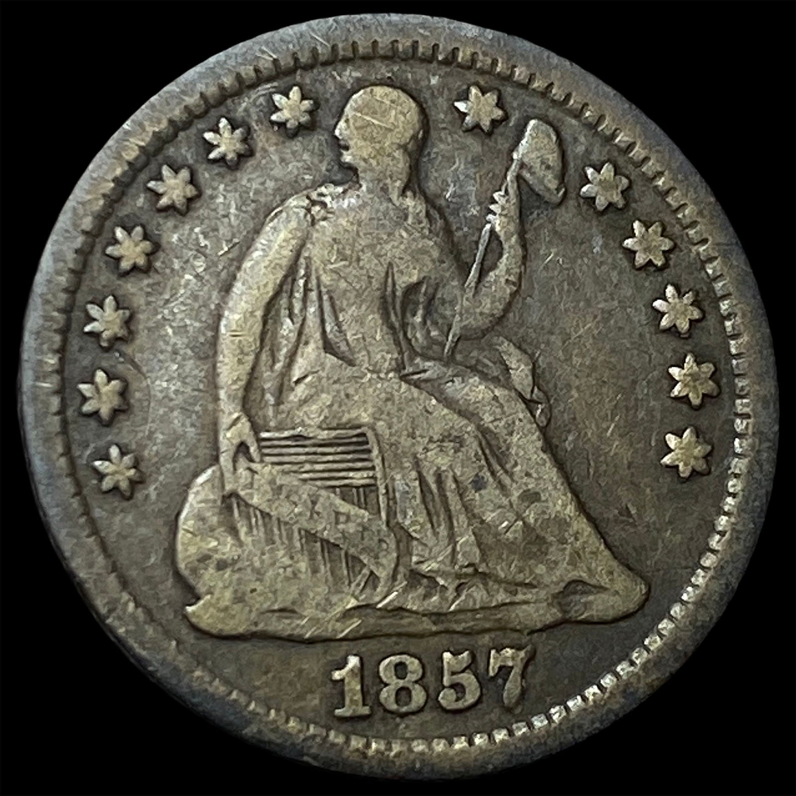 1857-O Silver Seated Liberty Half Dime LIGHTLY CIRCULATED: 1857-O Silver Seated Liberty Half Dime LIGHTLY CIRCULATED