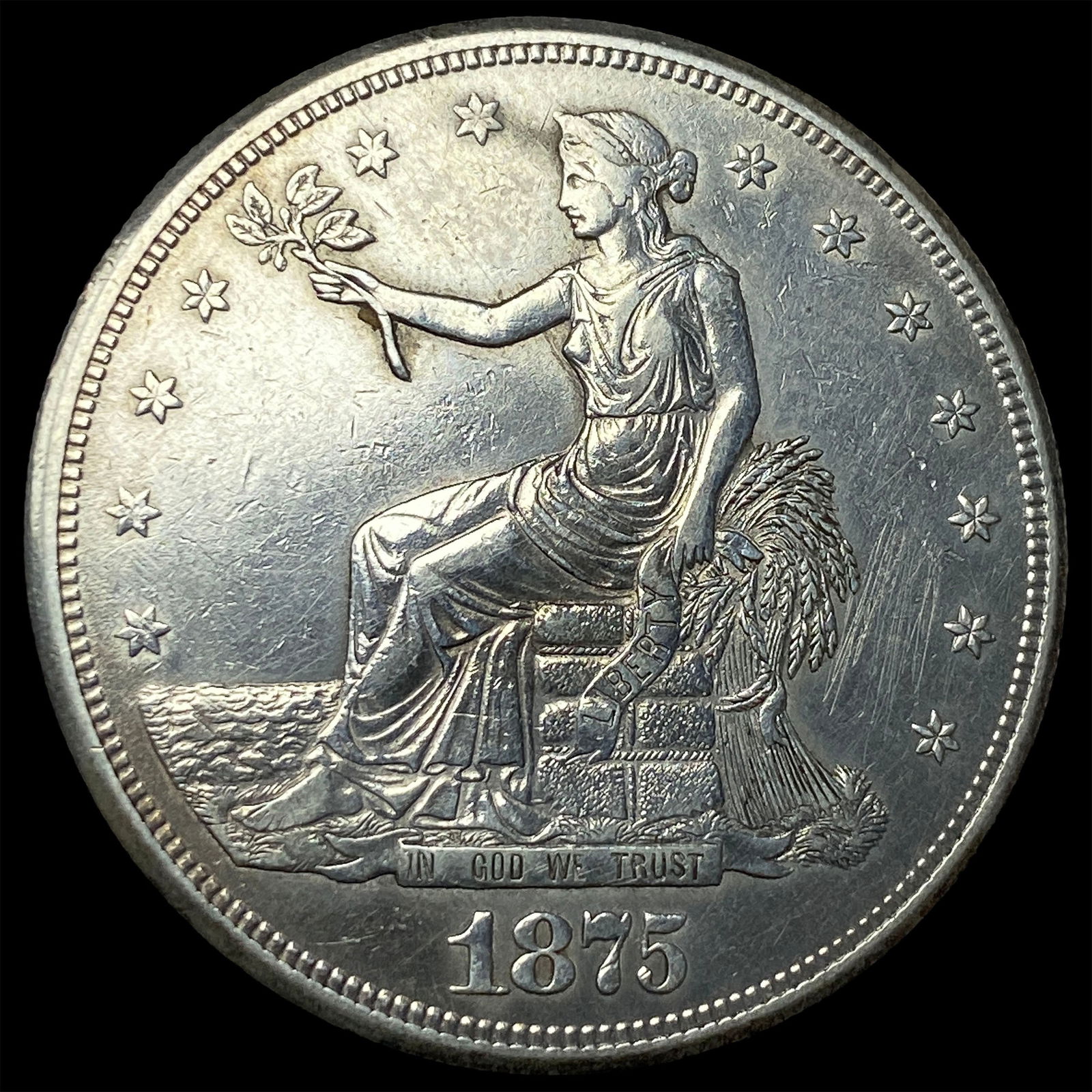 1875-S Silver Trade Dollar CLOSELY UNCIRCULATED: 1875-S Silver Trade Dollar CLOSELY UNCIRCULATED
