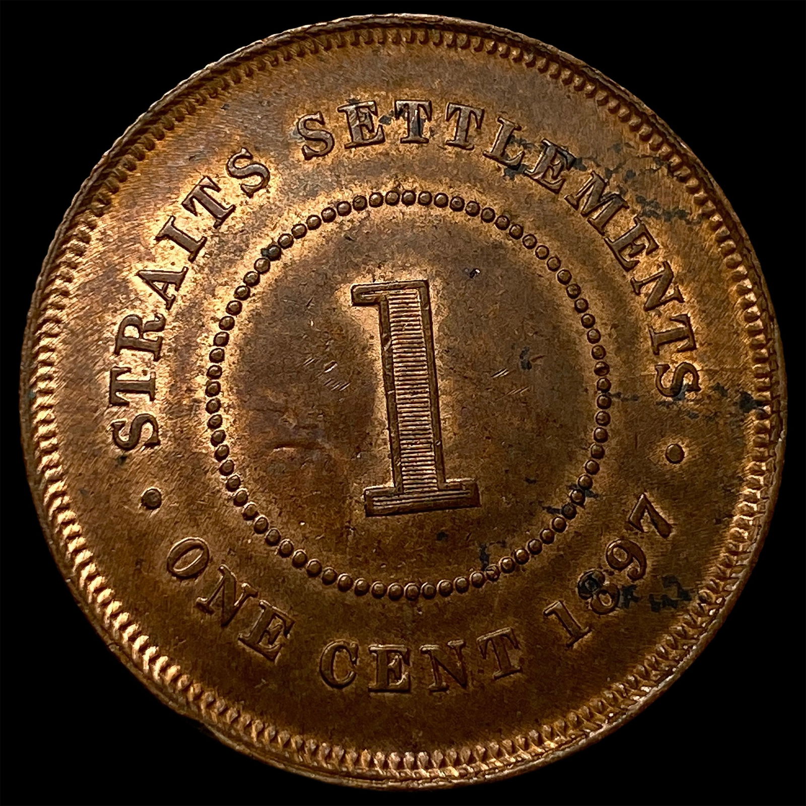 1897 Straits Settlement One Cent UNCIRCULATED - 2