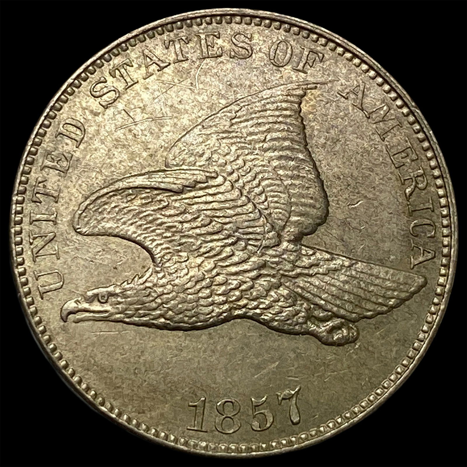 1857 Copper-Nickel Flying Eagle Cent CLOSELY UNCIRCULATED: 1857 Copper-Nickel Flying Eagle Cent CLOSELY UNCIRCULATED