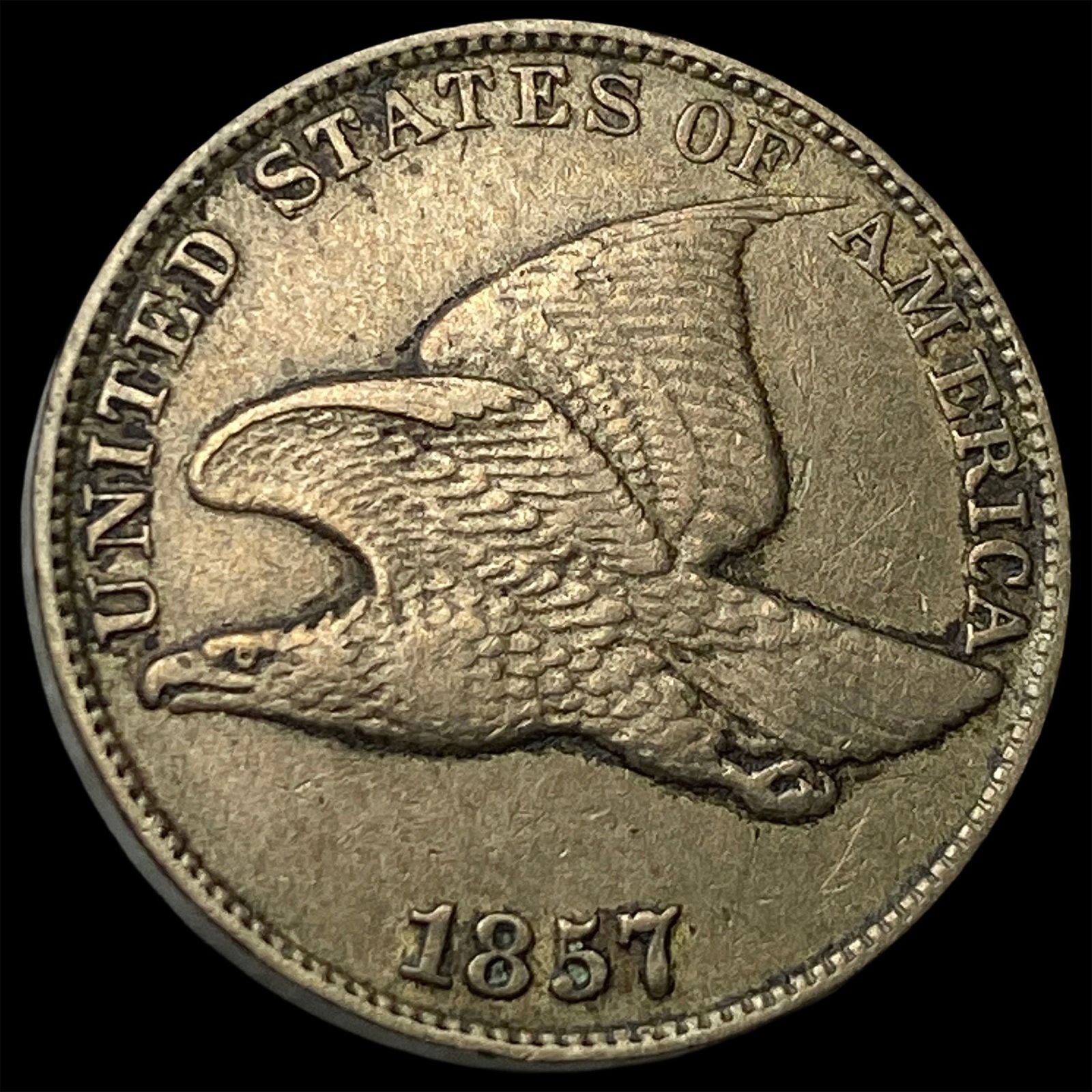 1857 Copper-Nickel Flying Eagle Cent NEARLY UNCIRCULATED (1 of 2)